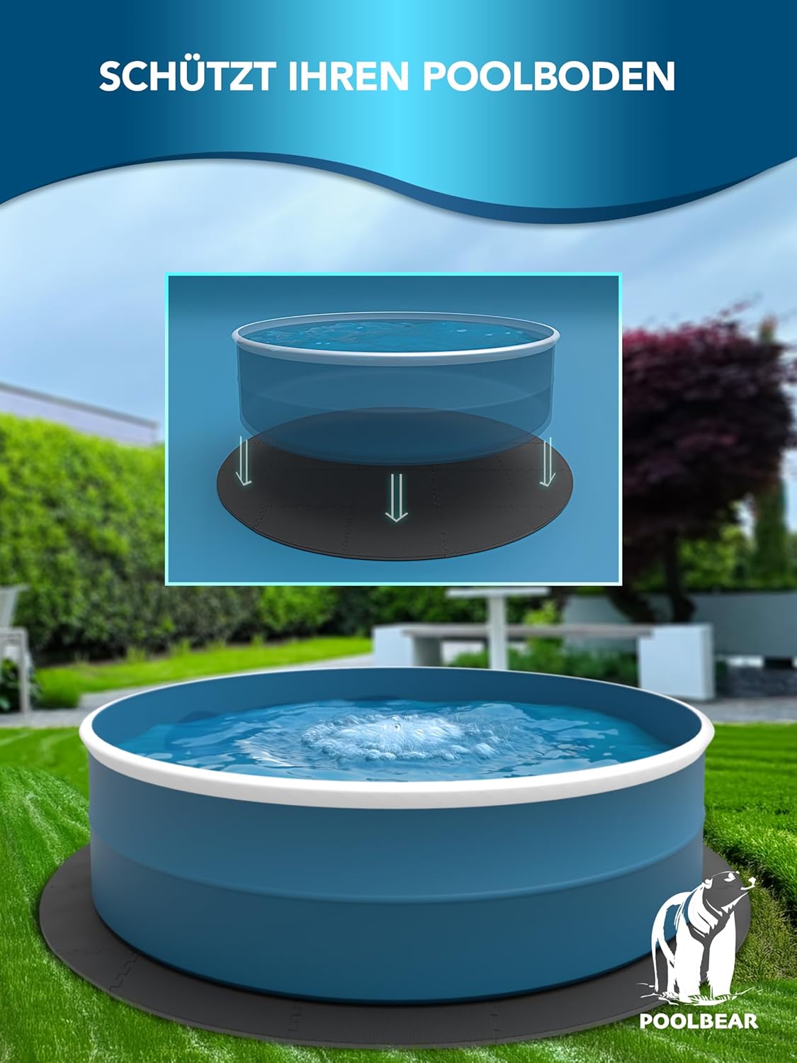 Thumbnail 1 de PoolBear Whirlpool-Unterlage rund 240 cm – Bodenschutzmatte für Outdoor-Whirlpools