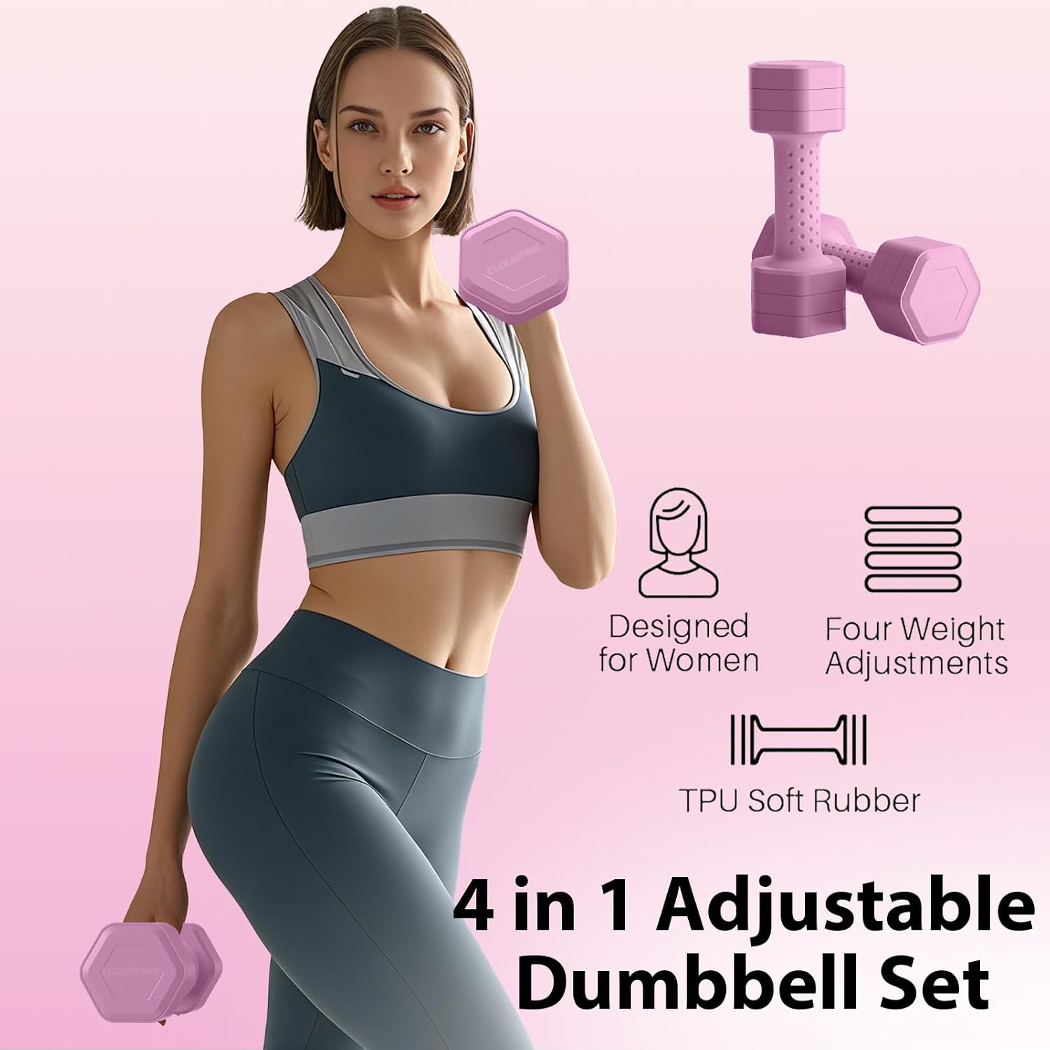 Thumbnail 1 de Adjustable Dumbbell Set 5 lb hand weights 🏋