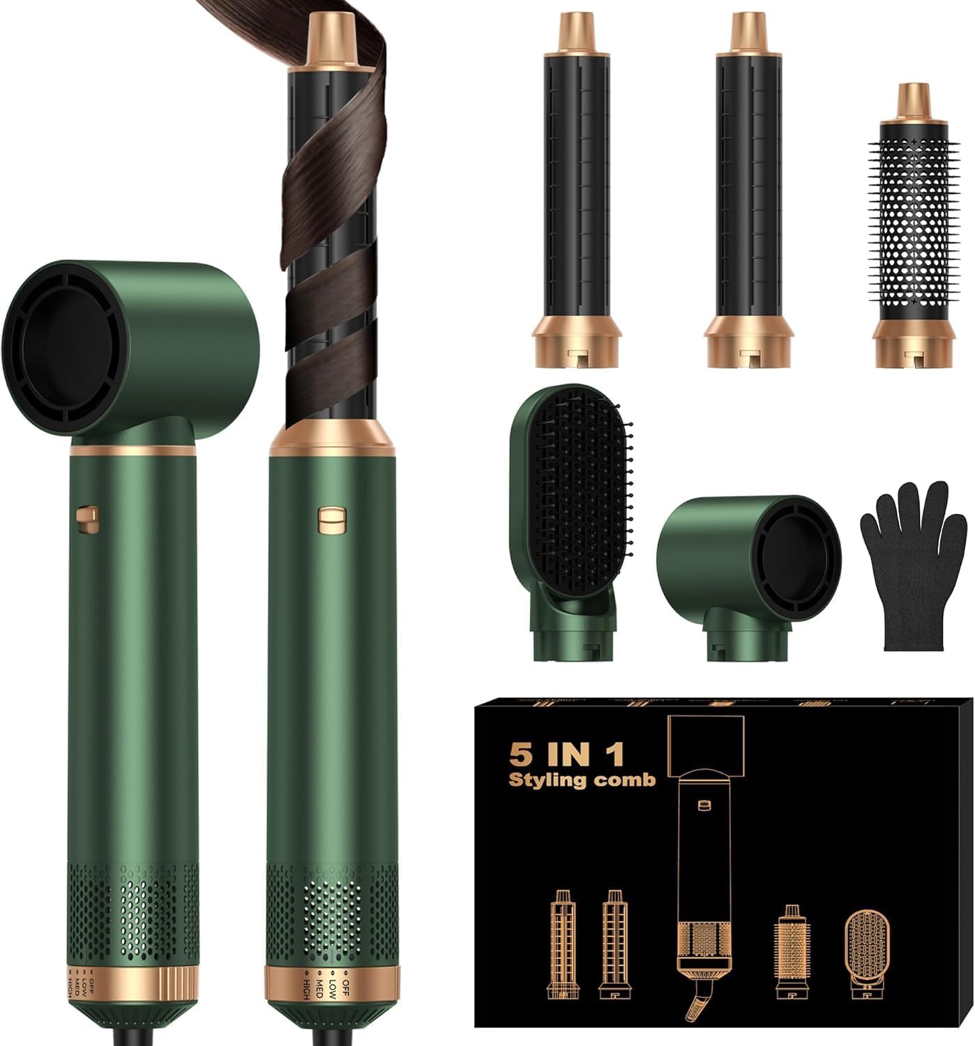 Detalle de OKWRAP Air Styler Pro 5-in-1 (1000 W) – Multistyler mit Föhn, Lockenstab und Glättfunktion