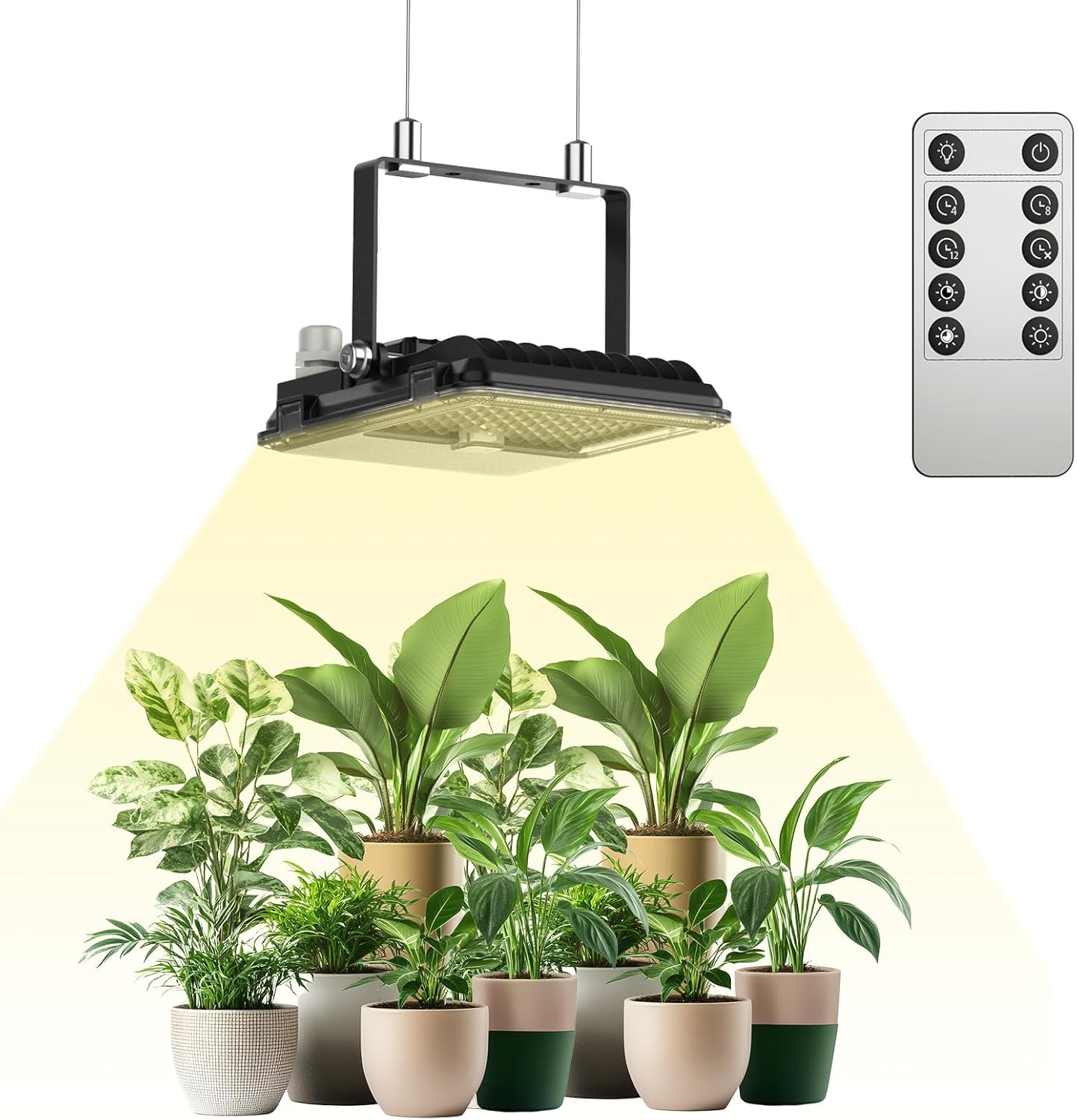 Detalle de SANSI 45W Vollspektrum Pflanzenlampe LED – Grow Lampe mit 4/8/12h Timer, 4 Dimmstufen, 3000K/5000K/660nm/730nm