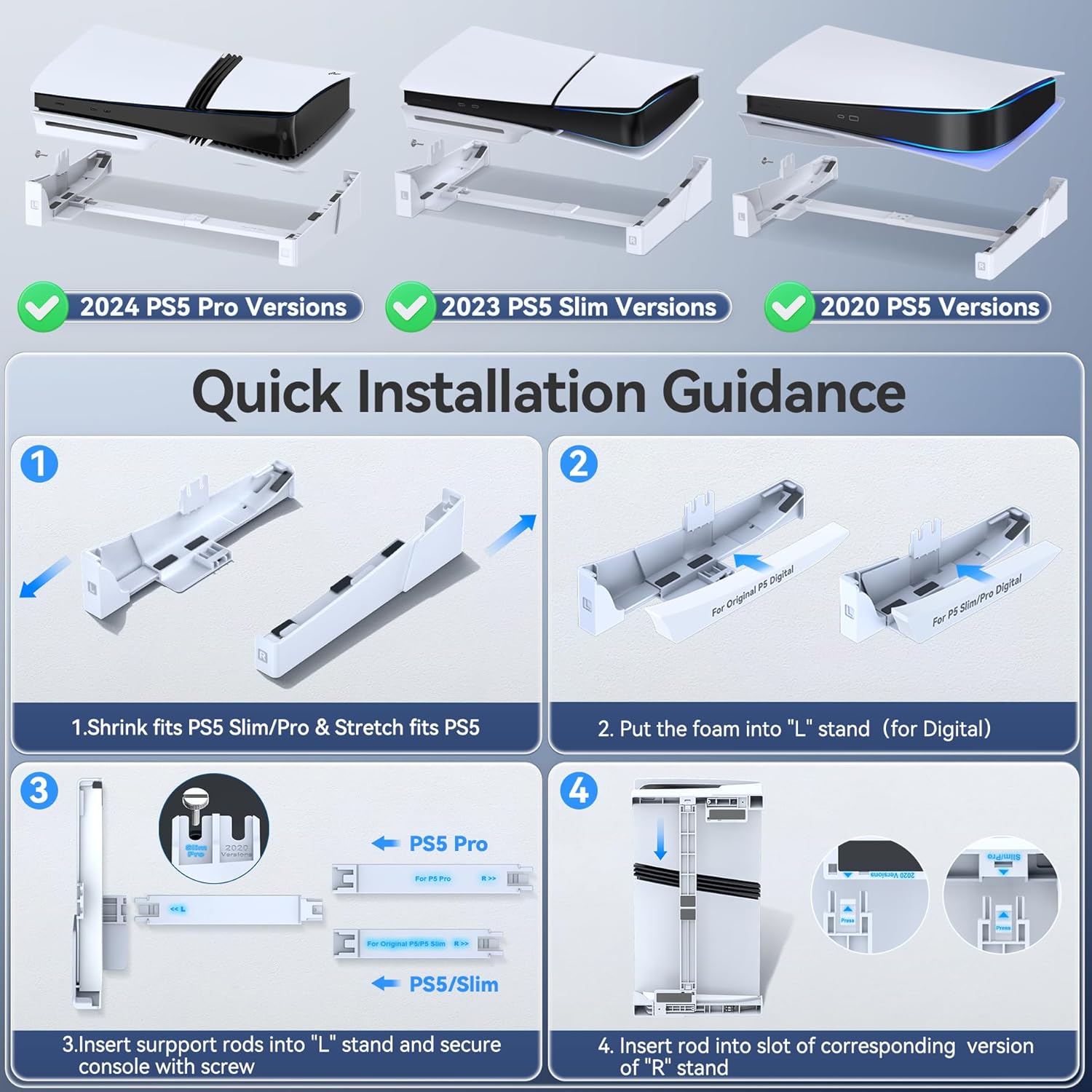 Thumbnail 4 de OIVO PS5 Horizontal Stand with Upgraded Support Rods