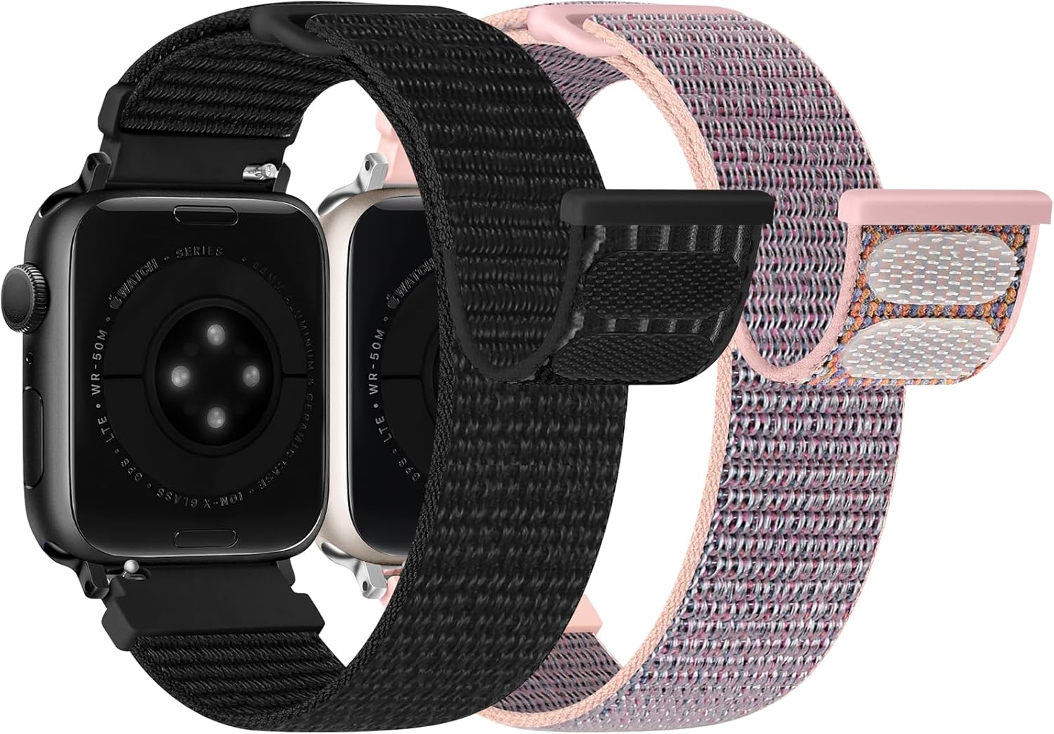 Detalle de Runostrich Nylon Sport Strap for Apple Watch (49mm–38mm) – Adjustable Solo Loop, 2 Pack