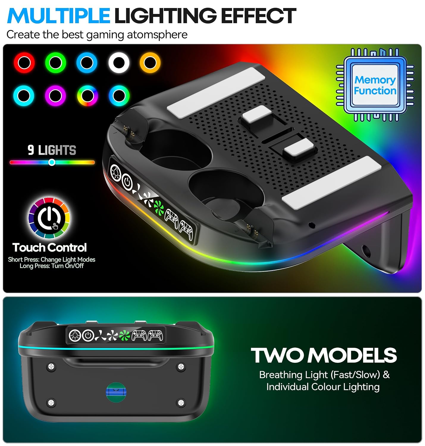Thumbnail 4 de Tokluck VG-P5447 PS5 Wall Mount Cooling Station with Dual Charger and RGB