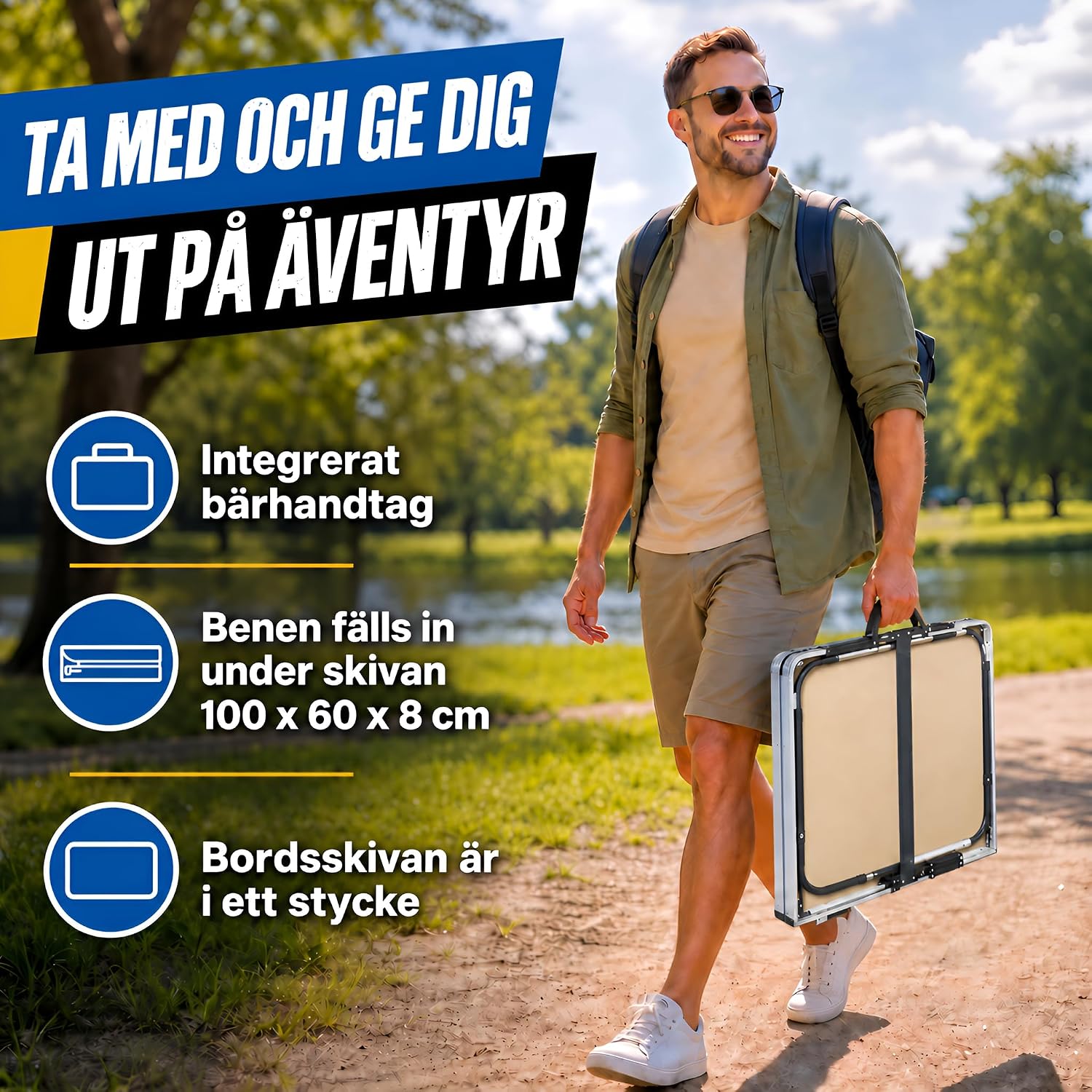 Thumbnail 6 de GOODS+GADGETS 3169011 hopfällbart bord, 100 × 60 cm med fyra höjdlägen
