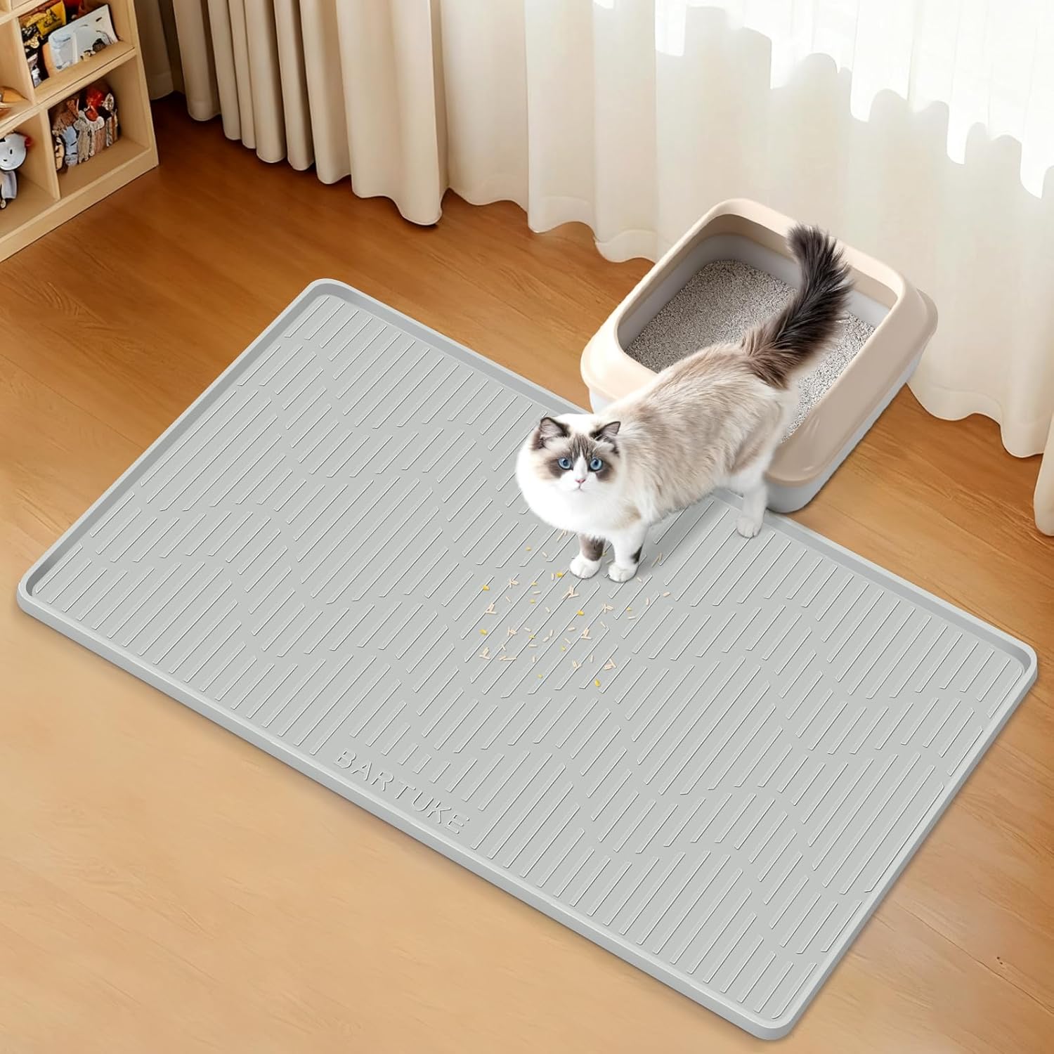 Thumbnail 6 de Bartuke Silicone Cat Litter Mat (27" x 27"), Large Square, Waterproof and Easy‑to‑Clean