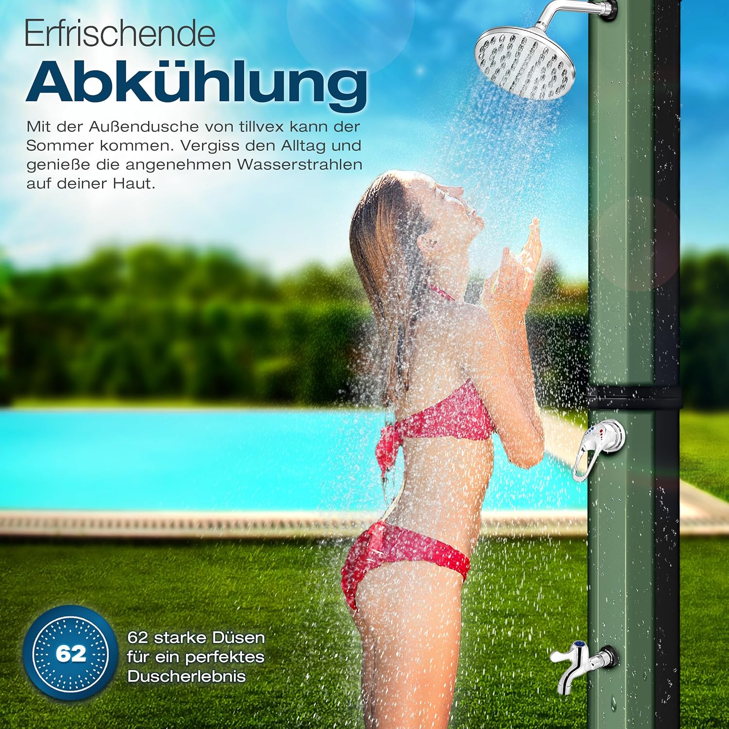 Thumbnail 6 de tillvex Solardusche 35 Liter inkl. Abdeckung – warmes Wasser ohne Stromanschluss