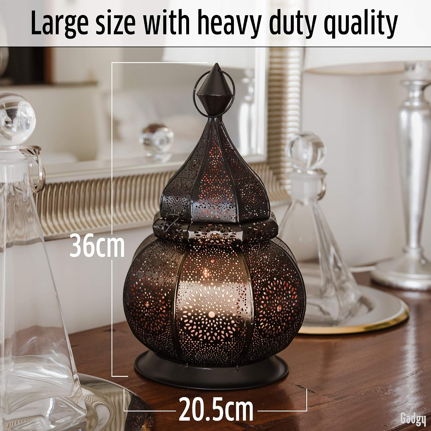 Thumbnail 5 de Gadgy GG0826 marockansk lykta i metall, 36 cm, med skuggeffekt
