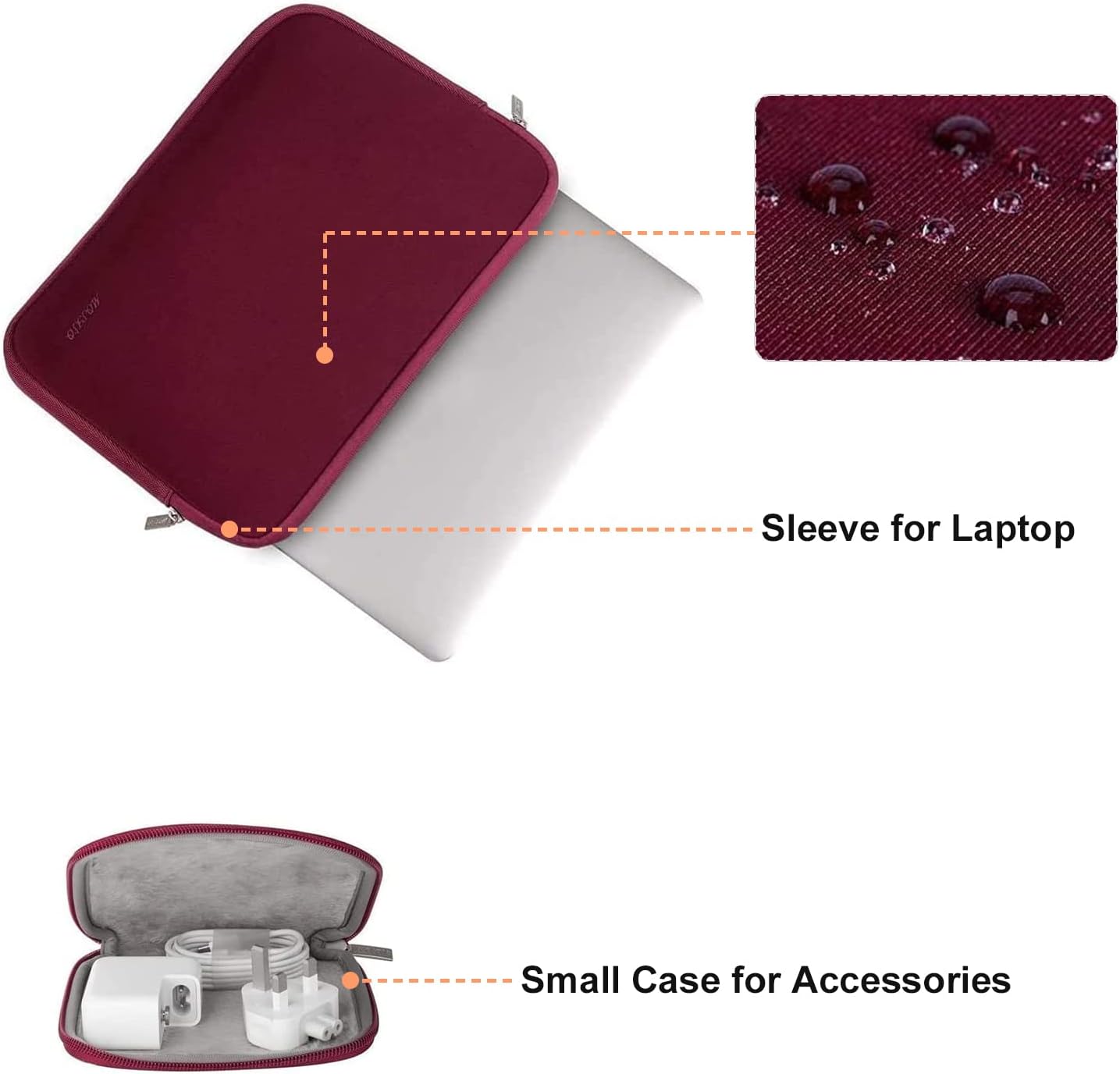 Detalle 2 de MOSISO Laptop Hülle 15 Zoll Weinrot