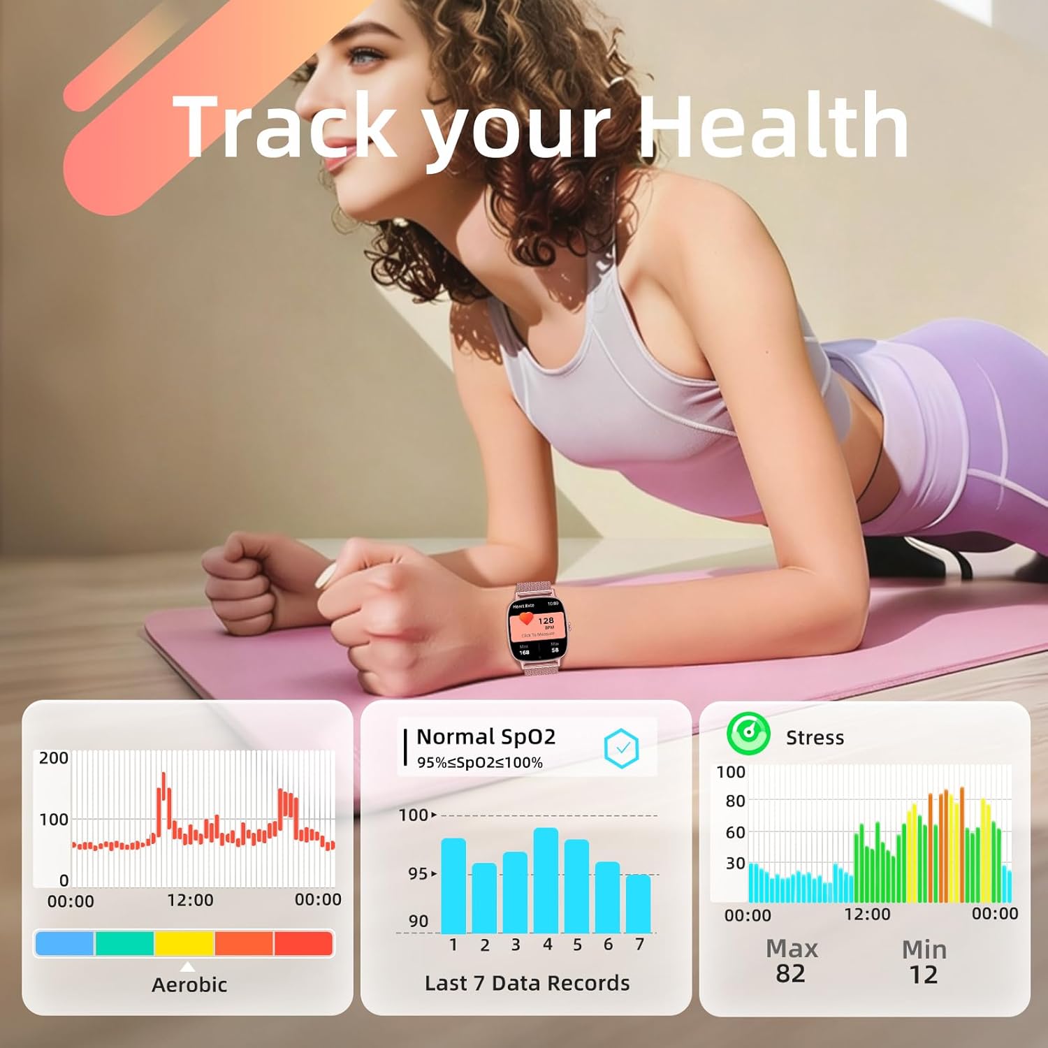 Thumbnail 3 de Smart Watches for Women with 1.85'' HD Screen, Health Monitoring, and Dual Straps – Rose Gold