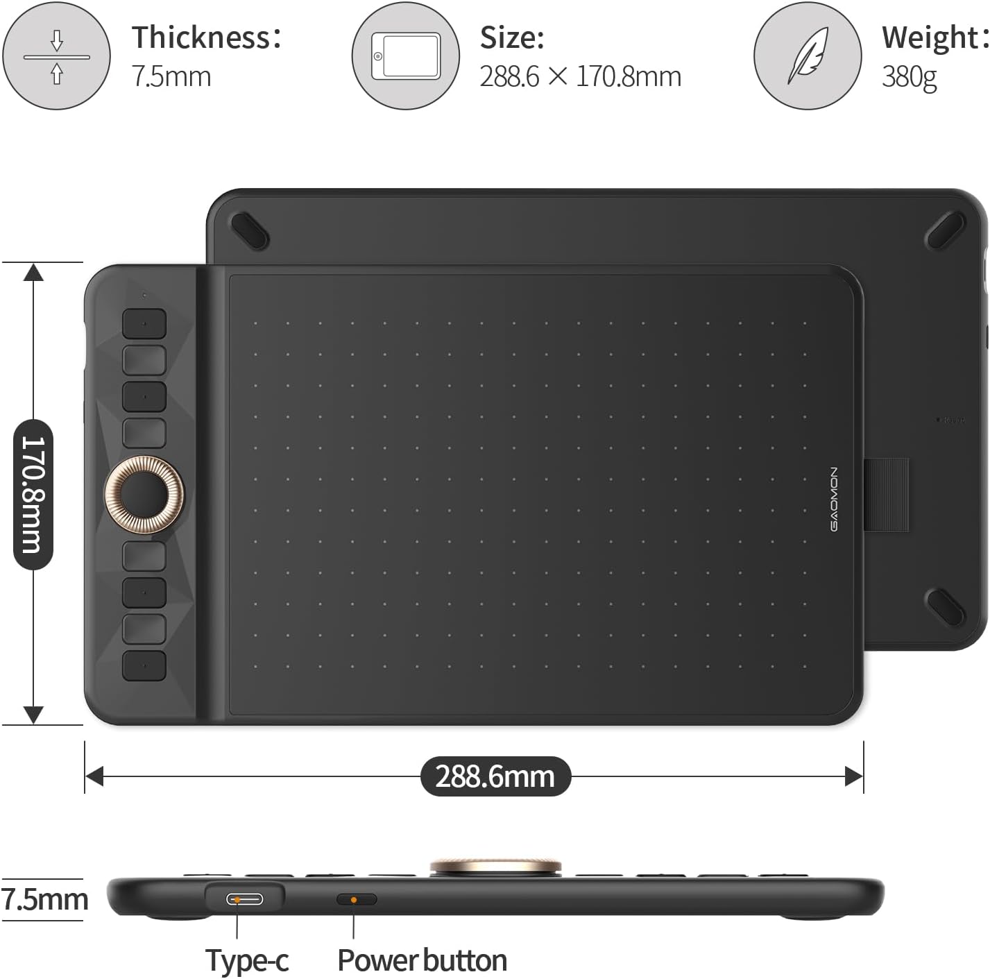 Thumbnail 2 de GAOMON WH851 Bluetooth Drawing Tablet (8 x 5 inches) – Wireless Graphic Tablet for Windows, Mac and Android