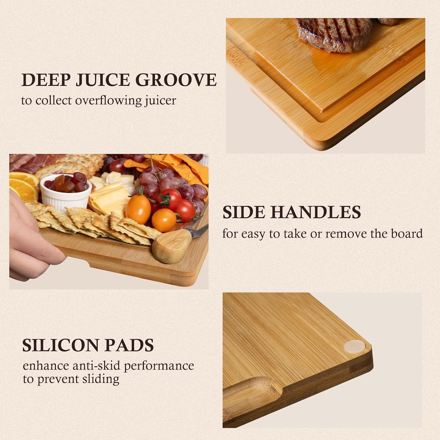 Detalle 2 de Empune Bamboo Cutting Board Set for Kitchen ๐ฝ