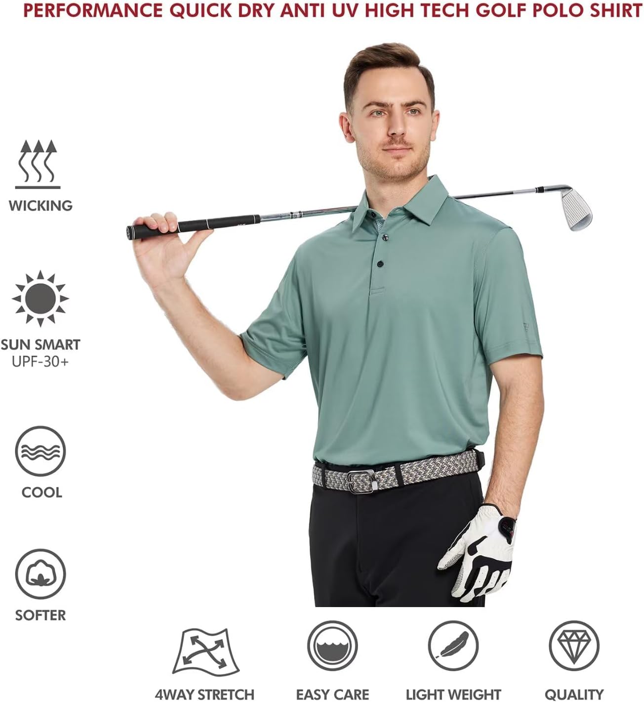 Thumbnail 4 de M MAELREG Mens Polo Shirts – Short & Long Sleeve, Dry Fit Performance Collared Polo