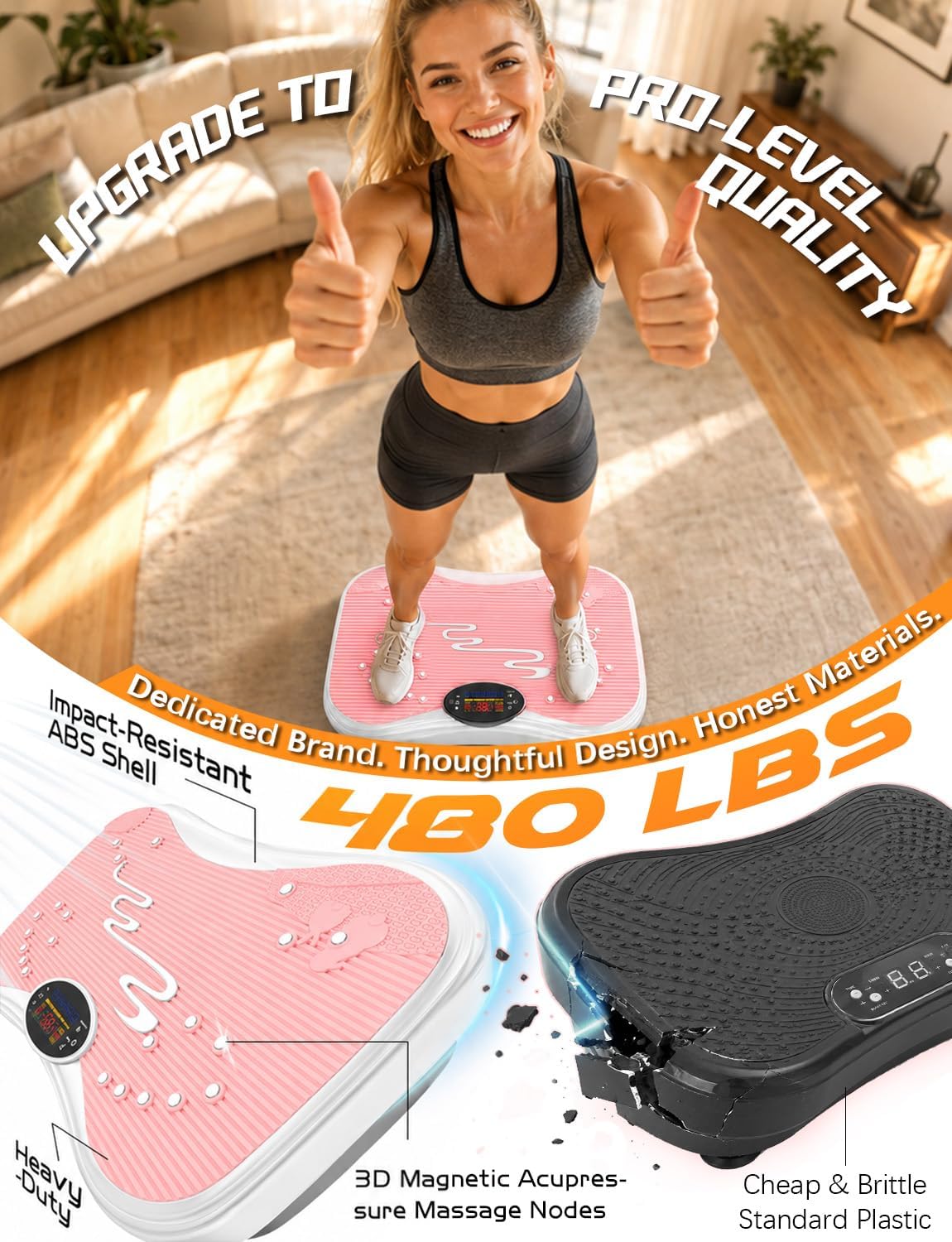 Detalle de UCIN Vibration Plate Exercise Machine, 99 Speeds, Color Screen & Bluetooth