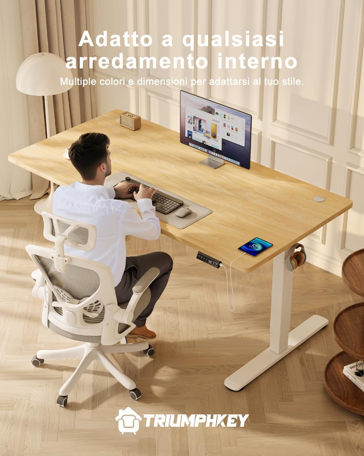 Thumbnail 6 de TRIUMPHKEY Scrivania elettrica regolabile in altezza 180 x 80 cm con USB, 3 memorie