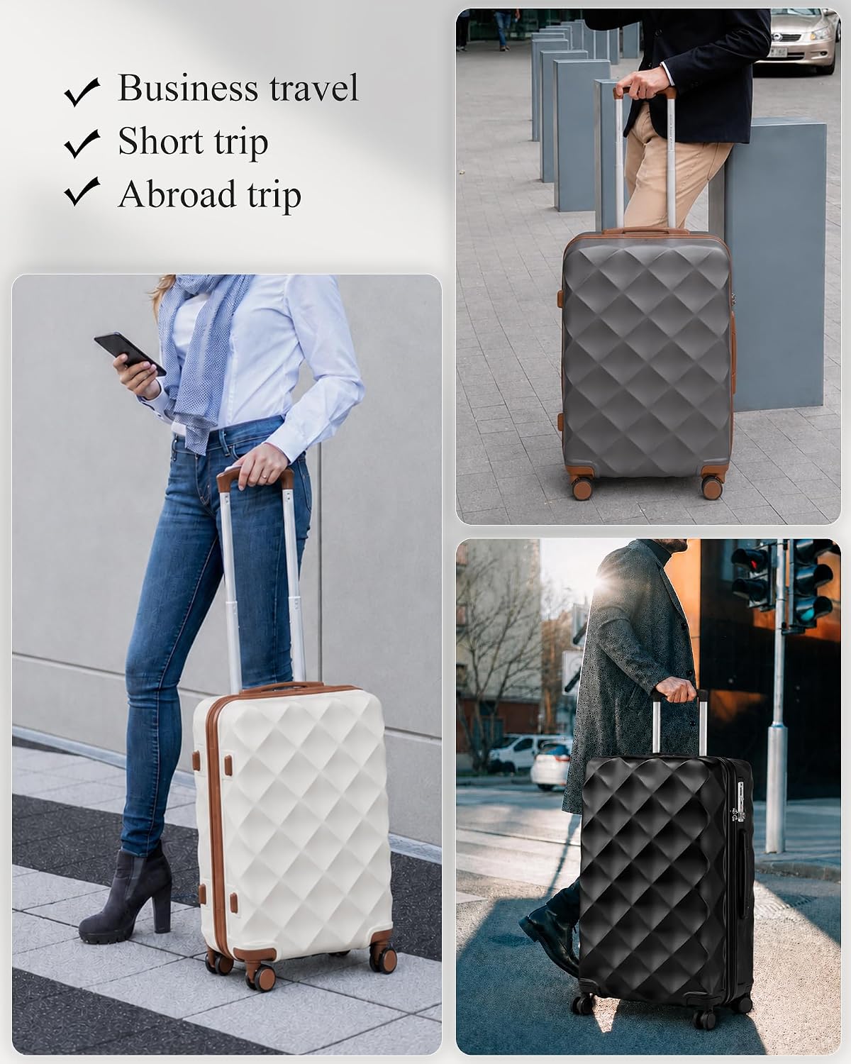 Detalle 2 de British Traveller Valigia Trolley 54CM ABS+PC con Ruote Girevoli e TSA – 20" nera