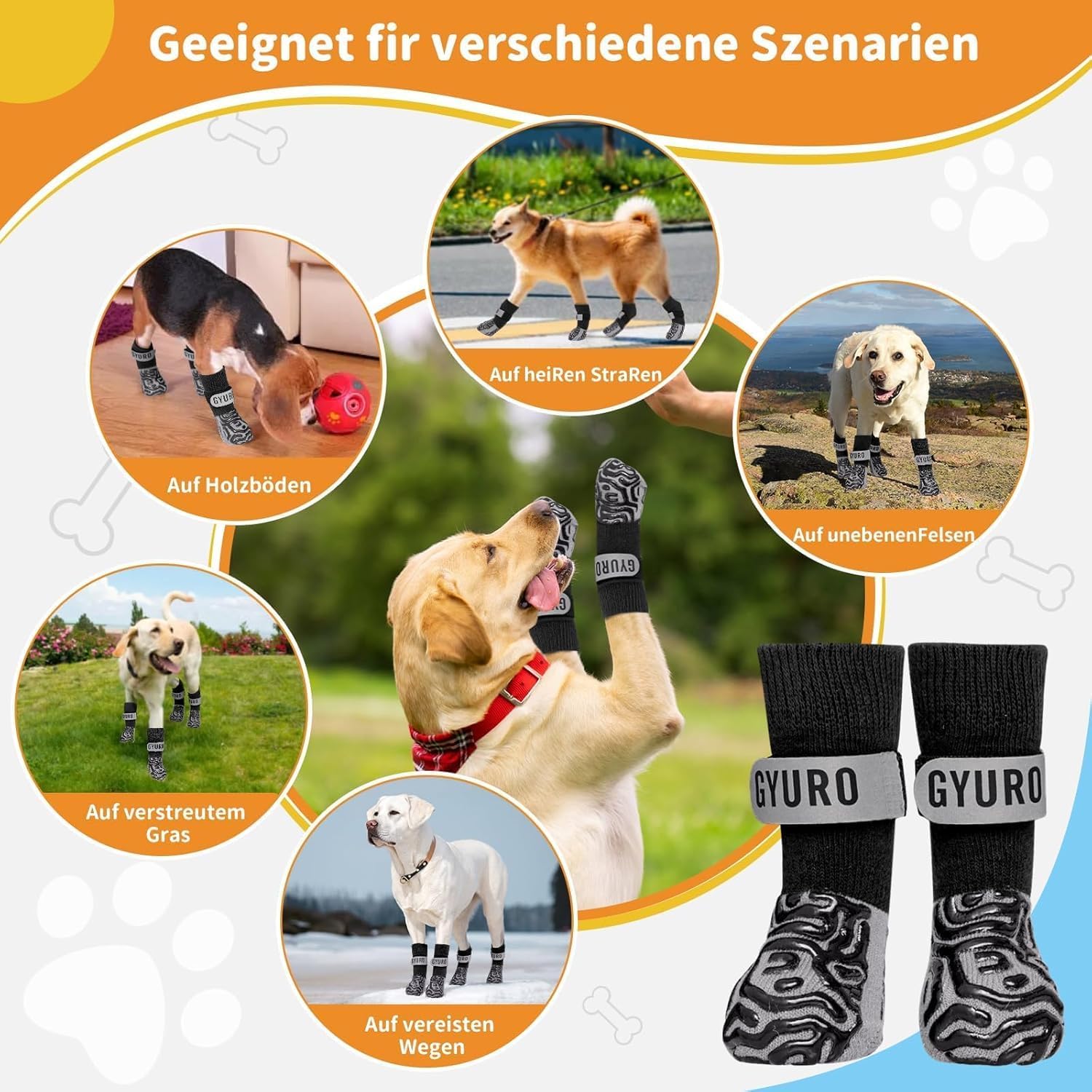 Thumbnail 6 de GYURO Hundesocken mit Silikon, 2 Paar