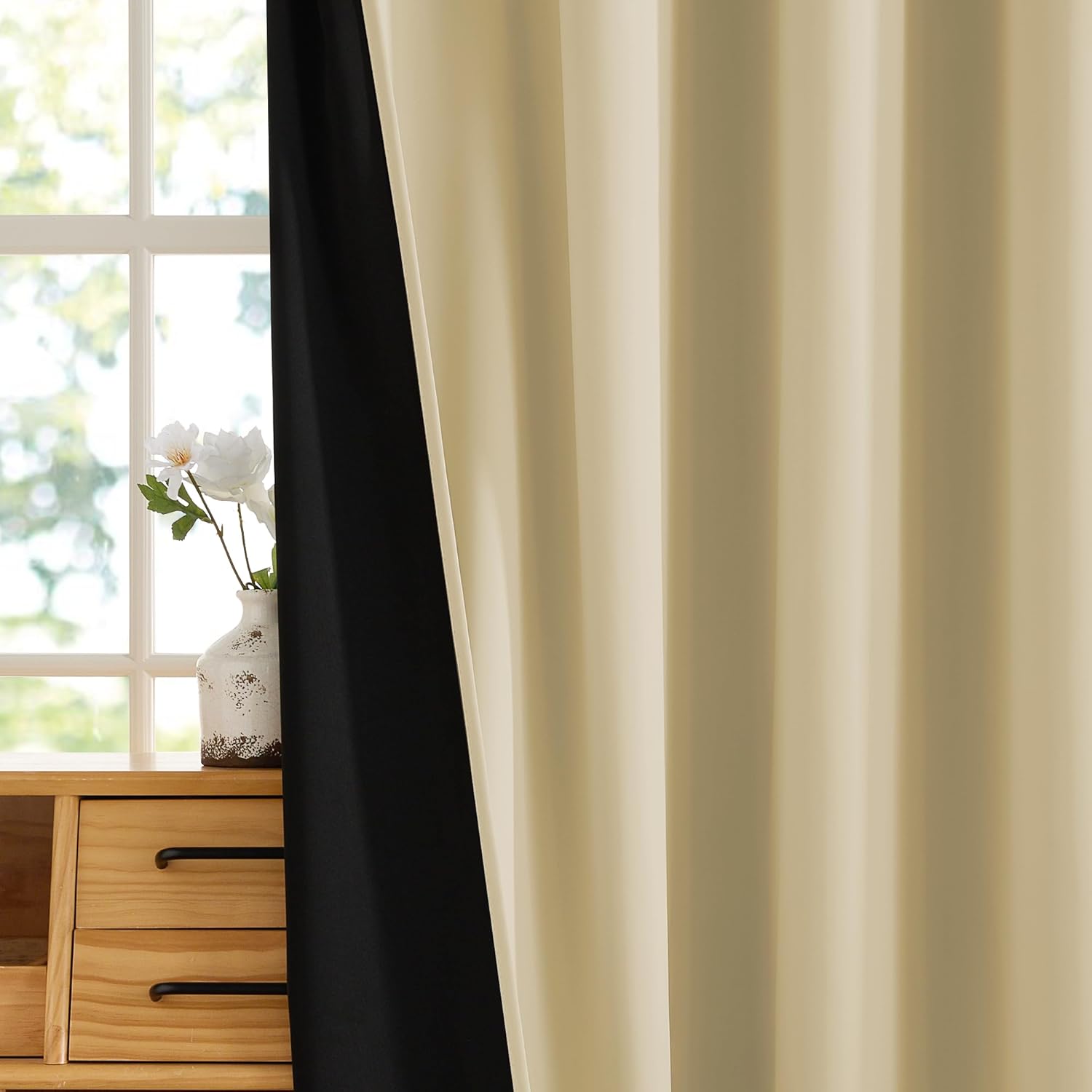 Thumbnail 2 de RYB HOME 100% Blackout Curtains for Living Room – 96 Inches Long, Beige, 2 Panels