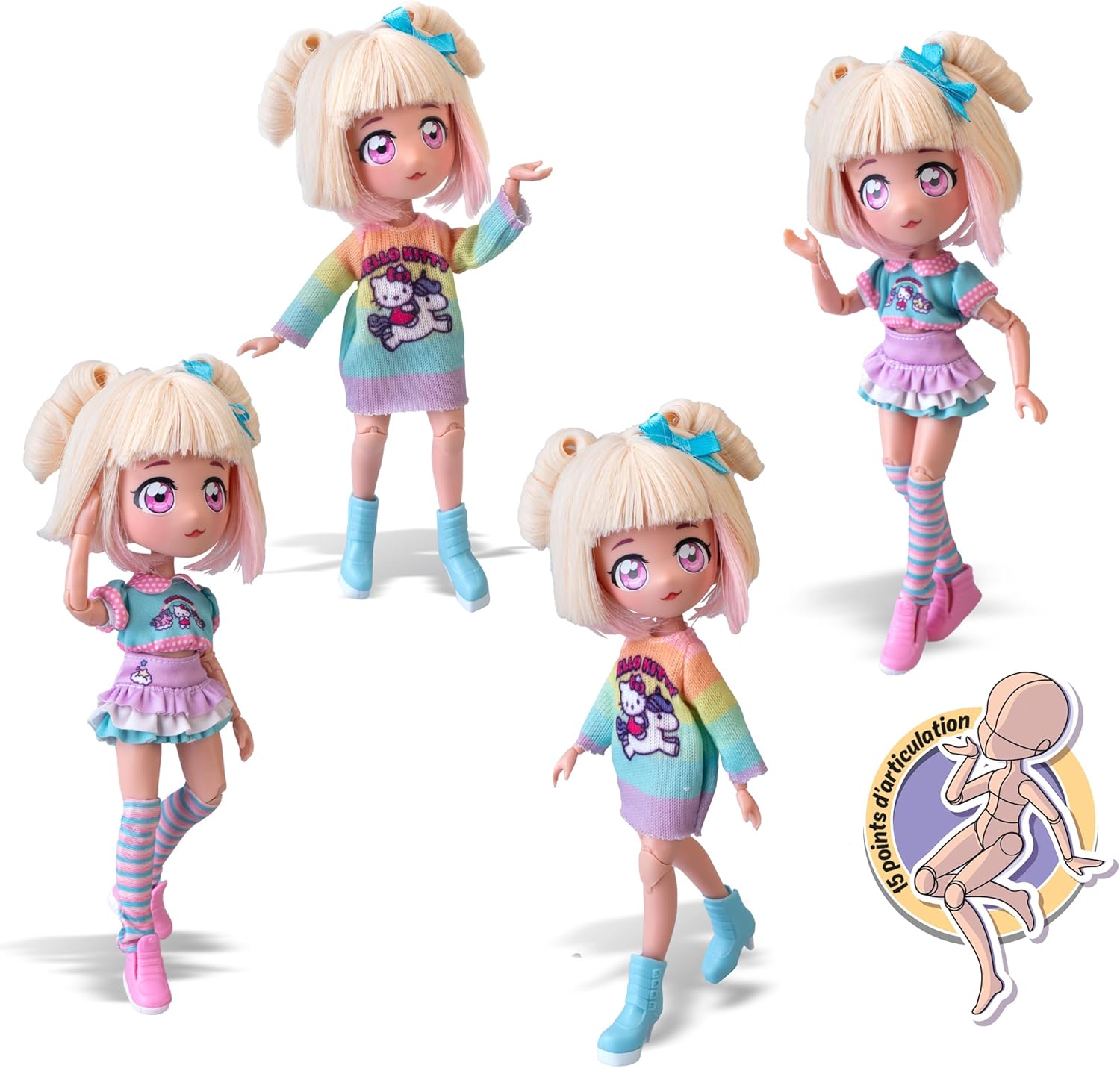 Thumbnail 3 de Hello Kitty 4SF Famosa Manga Fashion Unicorns doll (19.5 cm) with 15 points of articulation