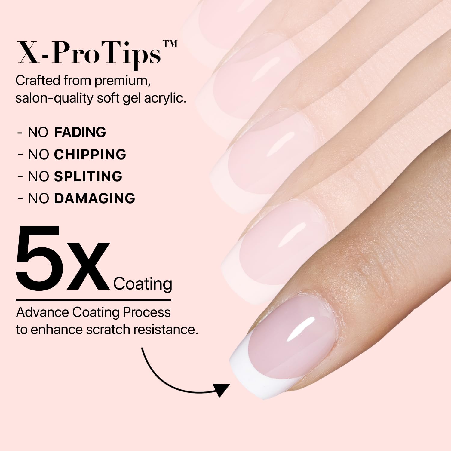 Thumbnail 5 de SXC Cosmetics French Tip Press On Nails Pink Series (XS Square X-Pro Tips Starter Kit)