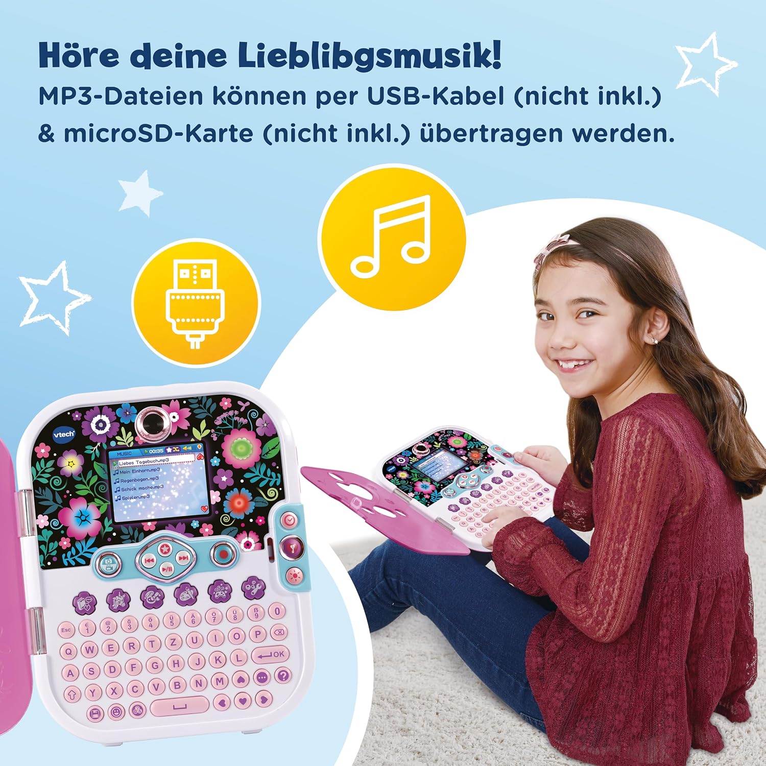 Detalle de VTech Kidisecrets Selfie Music 2.0 – Kindertagebuch mit 2 Kameras