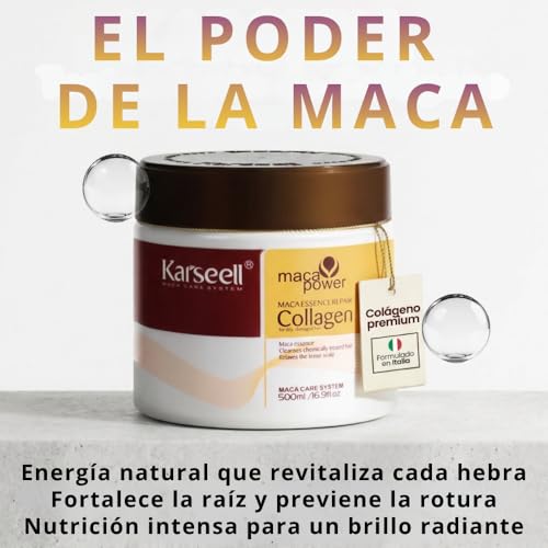 Thumbnail 3 de Karseell MACA CARE SYSTEM Mascarilla capilar reparadora con colágeno, aceite de argán y 4% de aceite de coco (500 ml)