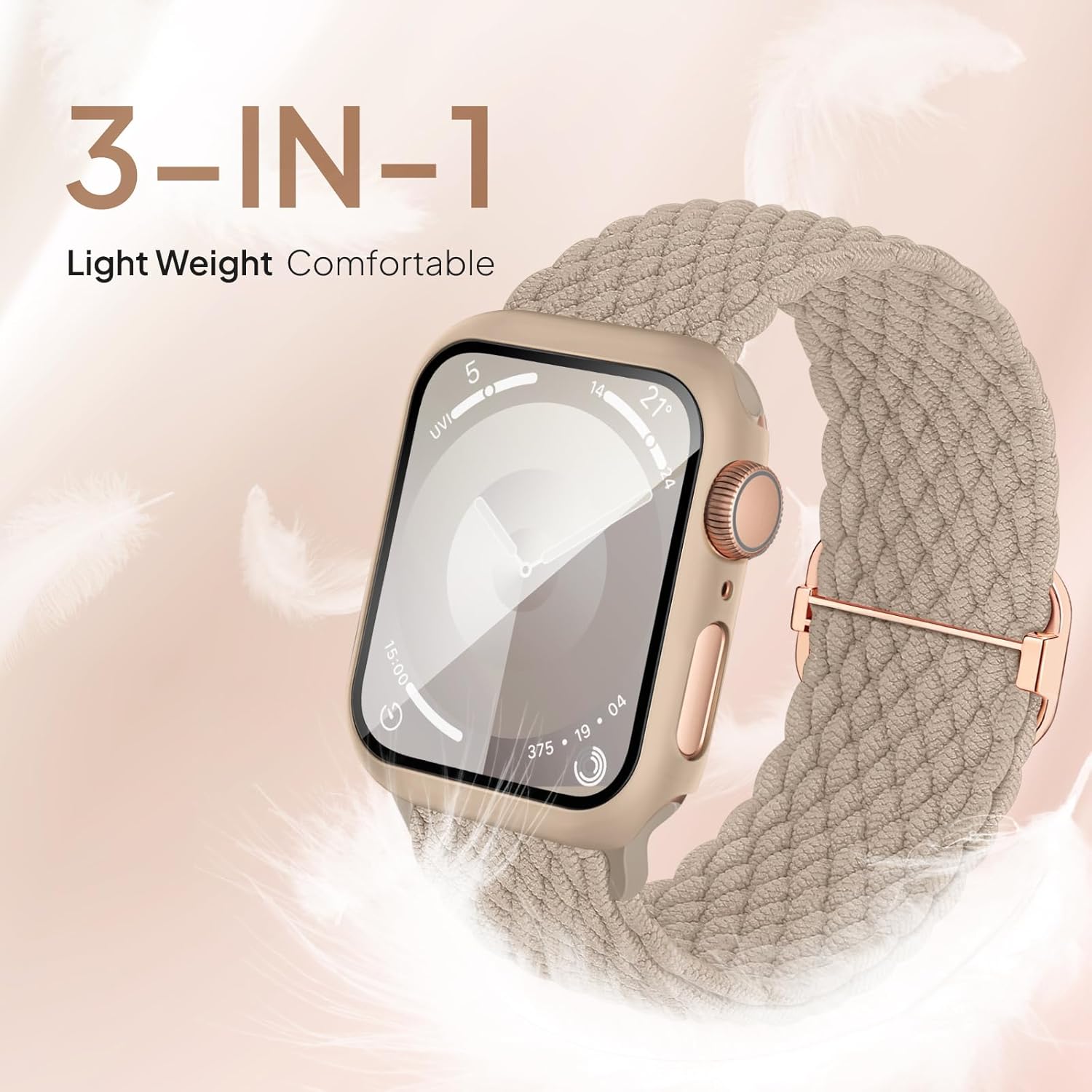 Thumbnail 1 de Raradev 3-in-1 braided strap + silicone case + tempered glass for Apple Watch (Series 10/11, 42mm fit)
