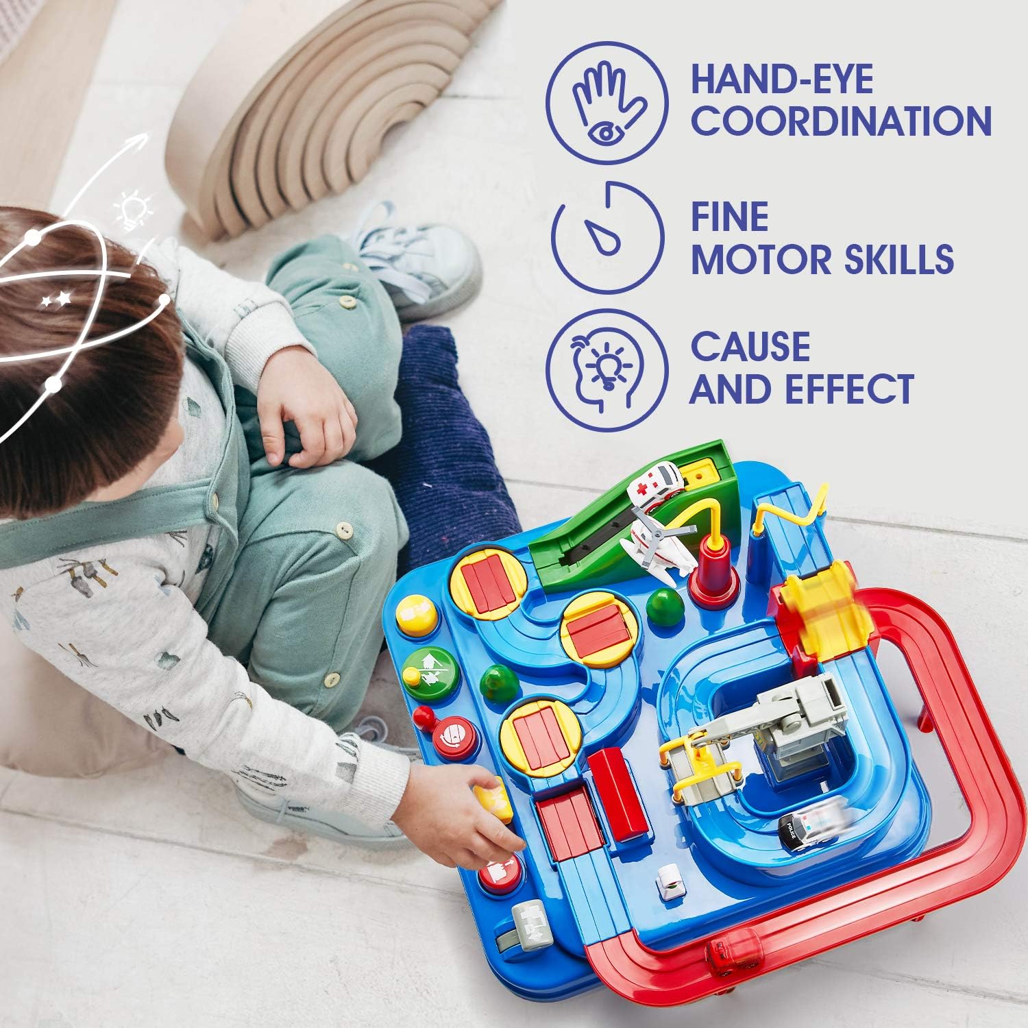 Detalle de Toys for 3 Year Old Boys STEM Race Track Playset – Large Educational Car Track