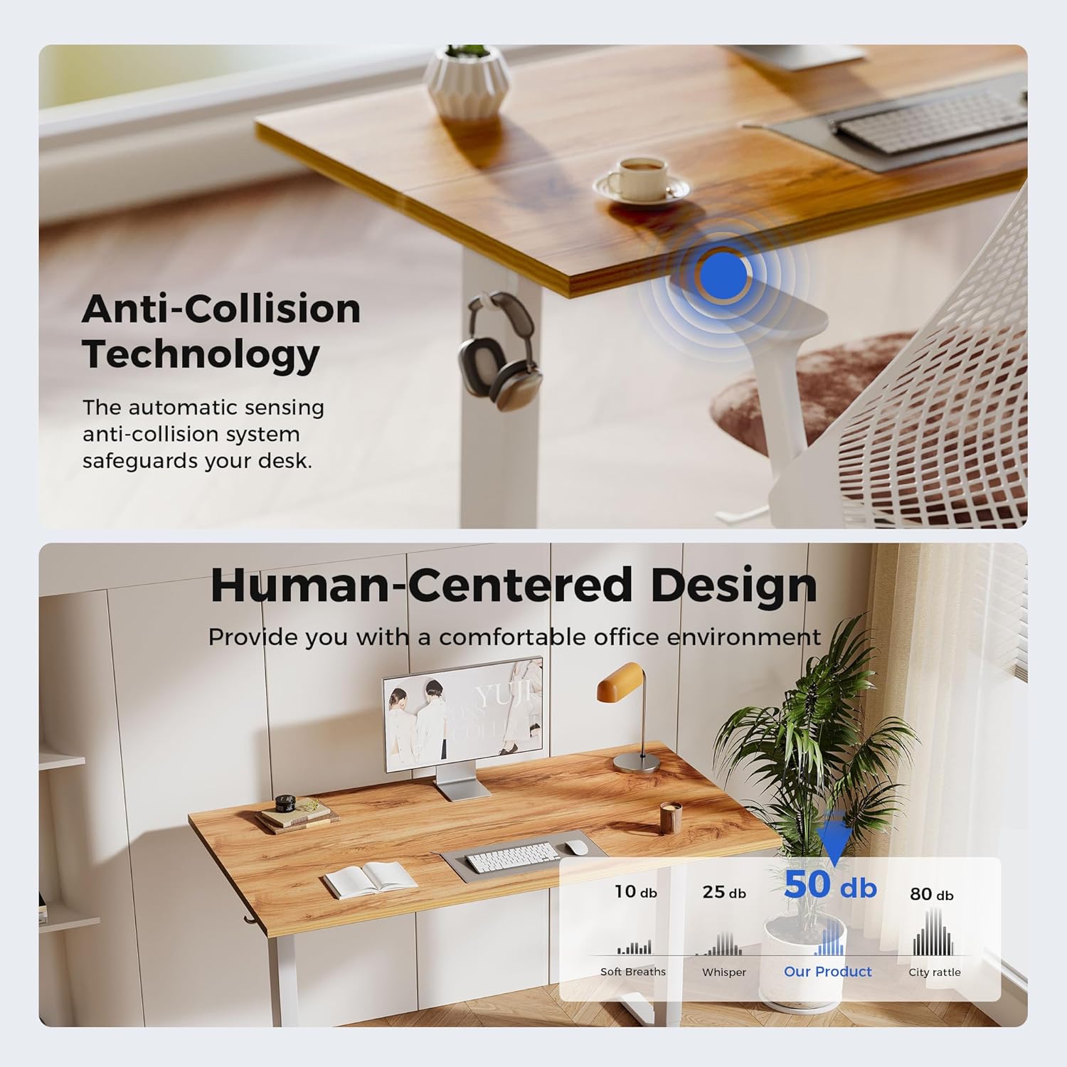 Detalle de Agilestic Electric Standing Desk 140 x 60 cm: Height Adjustable Sit-Stand Desk for Home Office