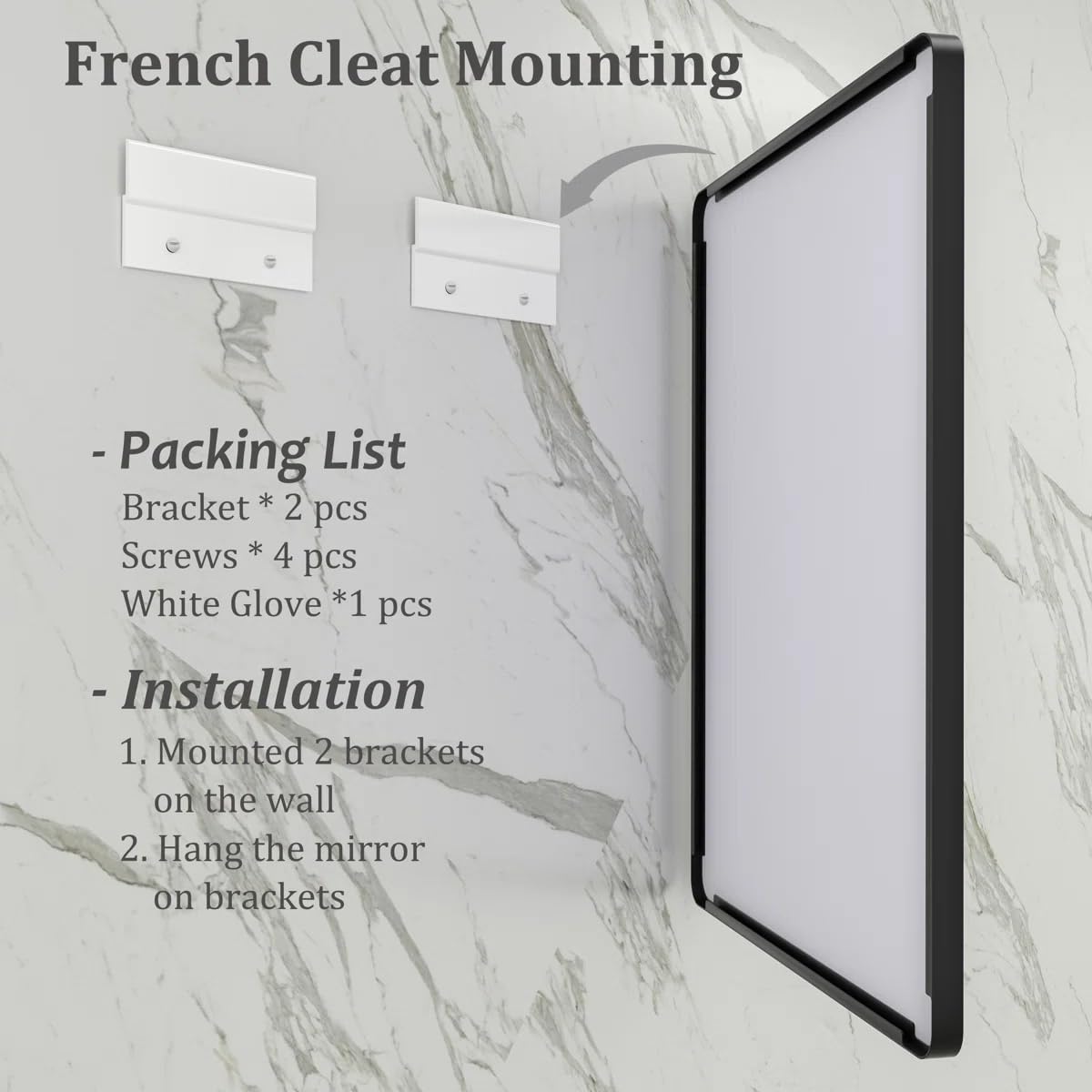 Detalle 2 de CHARMOR 30x36 Inch Rectangular Bathroom Mirror with Black Matte Aluminum Frame