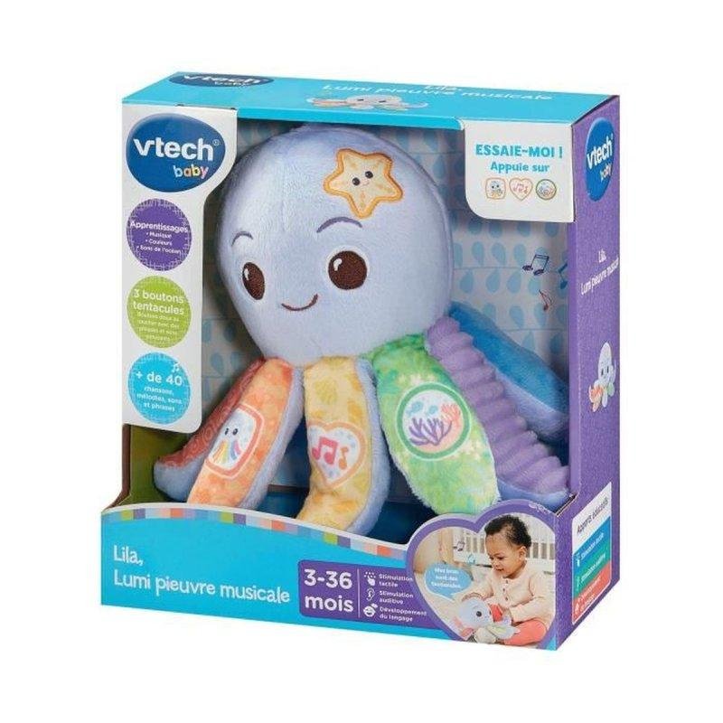 Detalle de Peluche musical interactivo VTech Lila Pulpo: tentáculos texturizados y luz rítmica