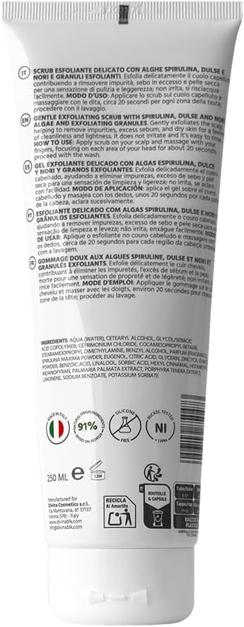 Detalle de Divina Blk Scrub Esfoliante Delicato per Capelli Mossi, Ricci e Afro Curl Balance – 250 ml