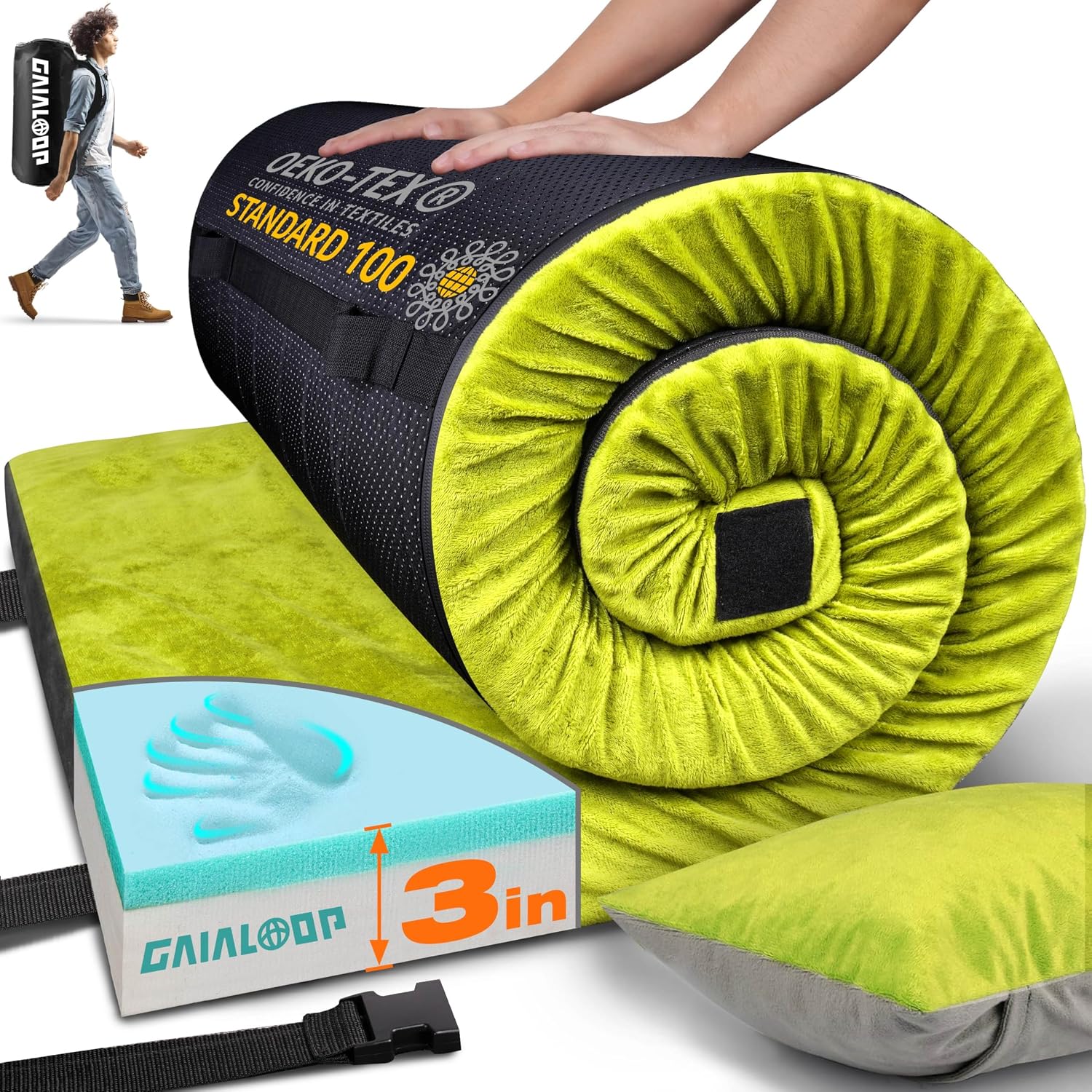 Detalle de GAIALOOP 3 Inch Memory Foam Mattress