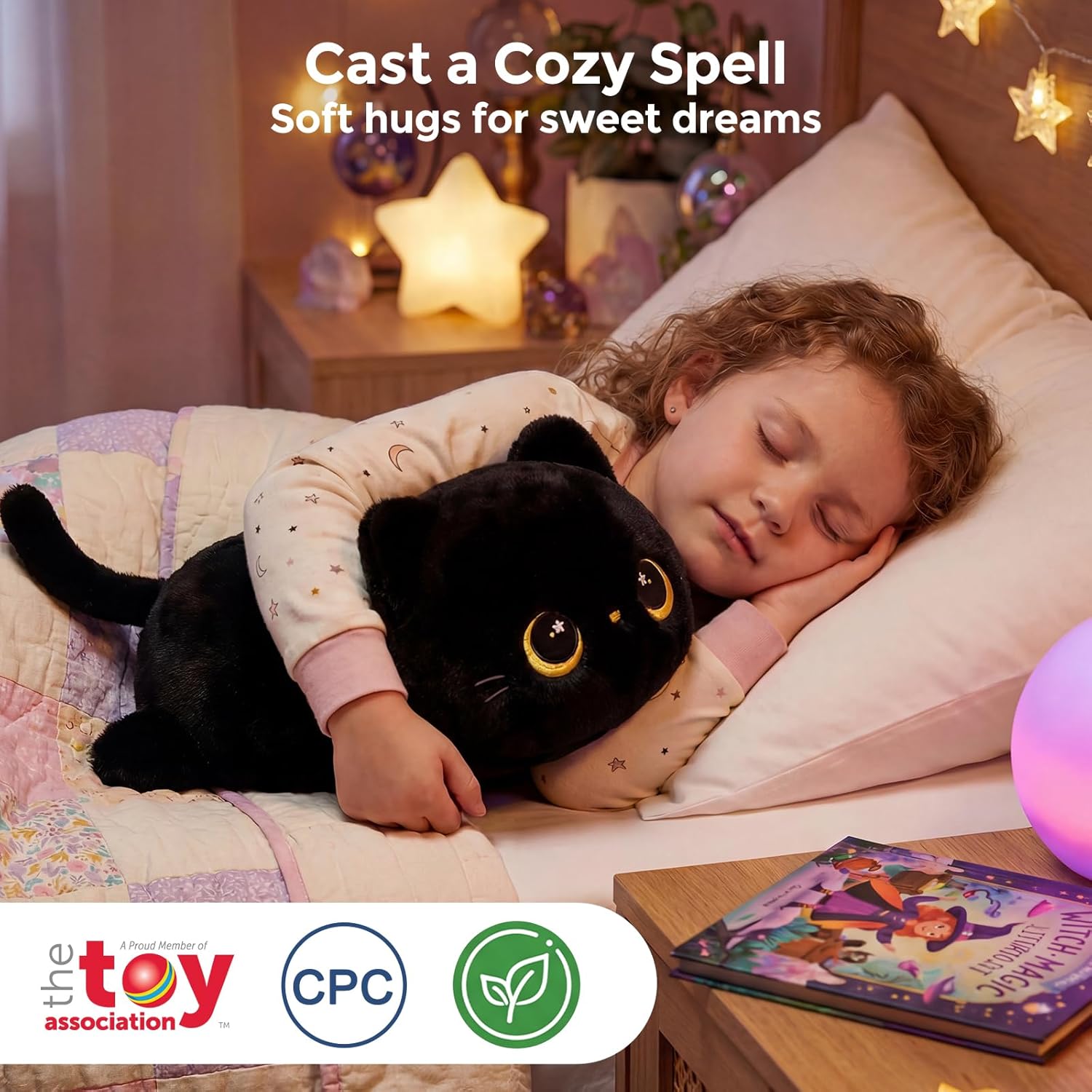 Thumbnail 2 de Mewaii Cute Black Cat Plush Pillow (Kawaii squishy stuffed cat) – Cuddle cushion for kids & girls, 13 inch