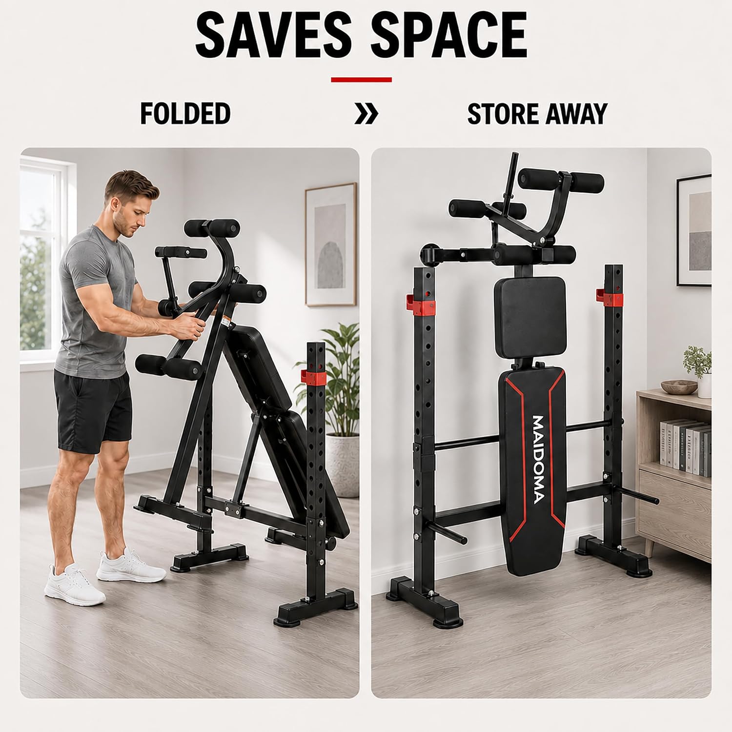 Thumbnail 3 de MAIDOMA 5786R Weight Bench Set with Squat Rack and Folding Leg Developer