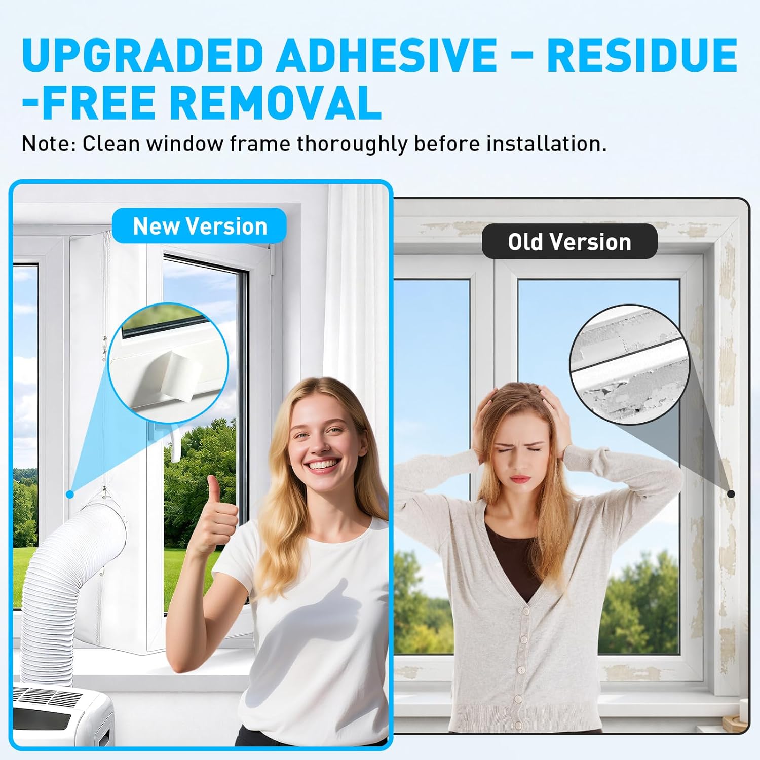 Detalle de OWYR Air Conditioner Window Seal Kit 400cm — Enhanced Adhesive, Double Zipper, Universal Fit
