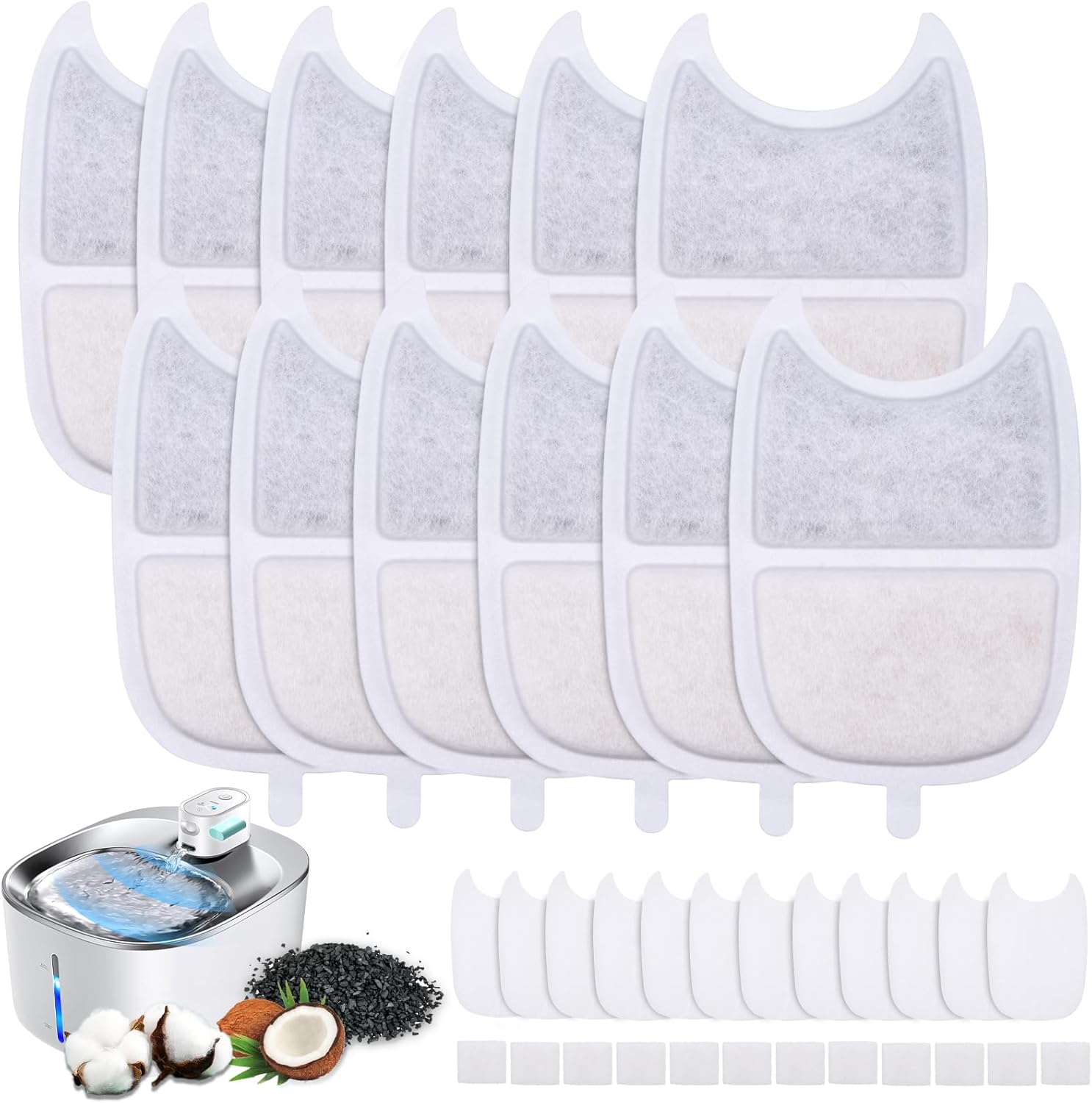 Thumbnail 3 de 16Pcs cat water fountain filters set with activated carbon & foam (replacement for Petlibro fountains)
