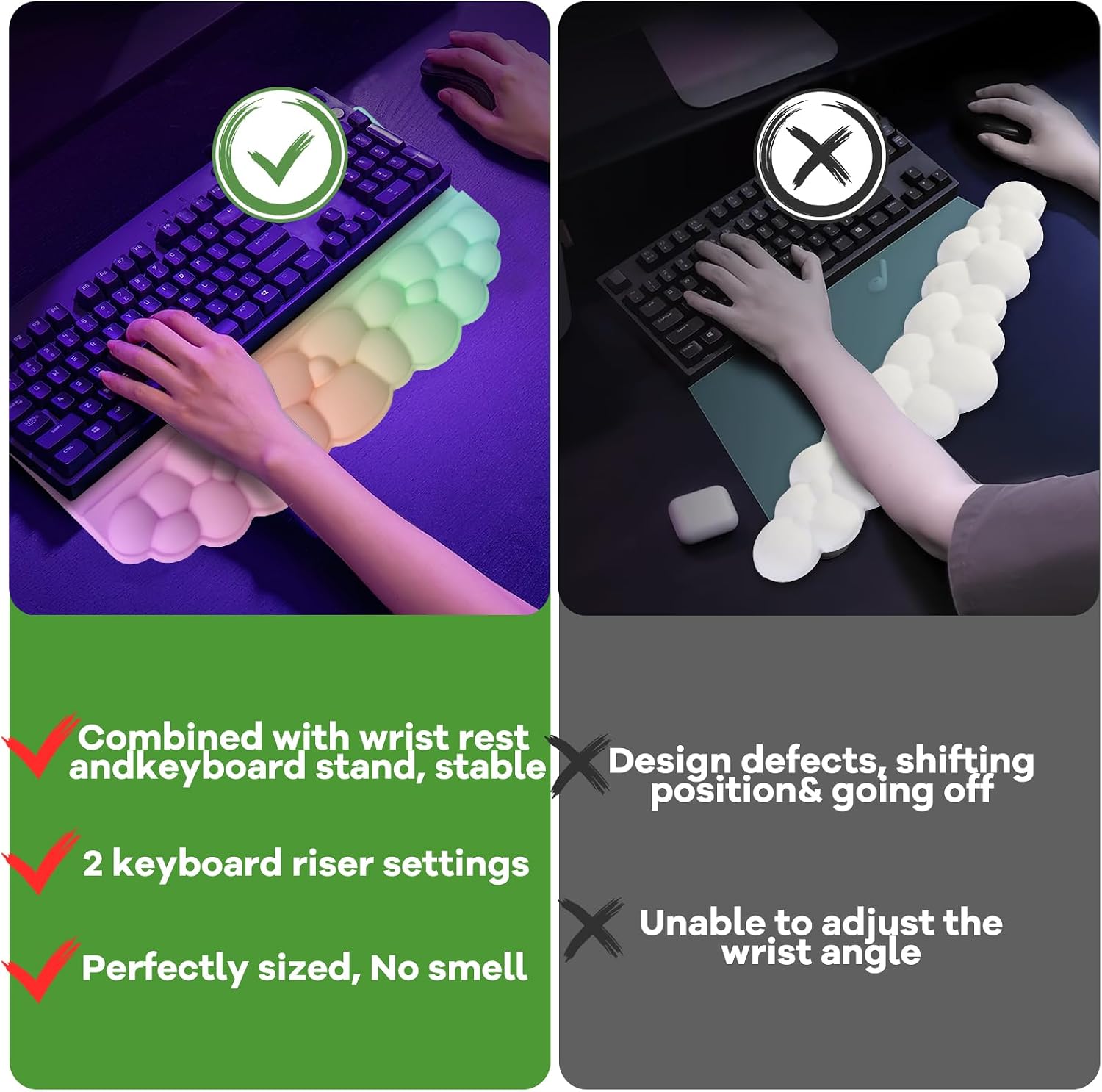 Detalle 2 de Lomil WR01C Cloud Keyboard Wrist Rest Set, Memory Foam, Rainbow