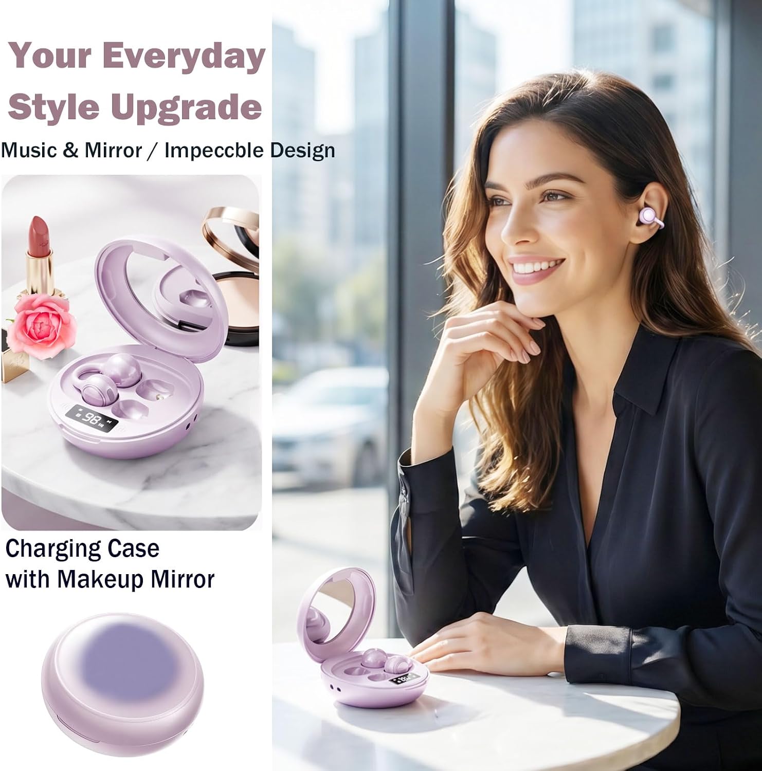 Detalle 2 de Clip-On Open-Ear Wireless Earbuds, Light Purple