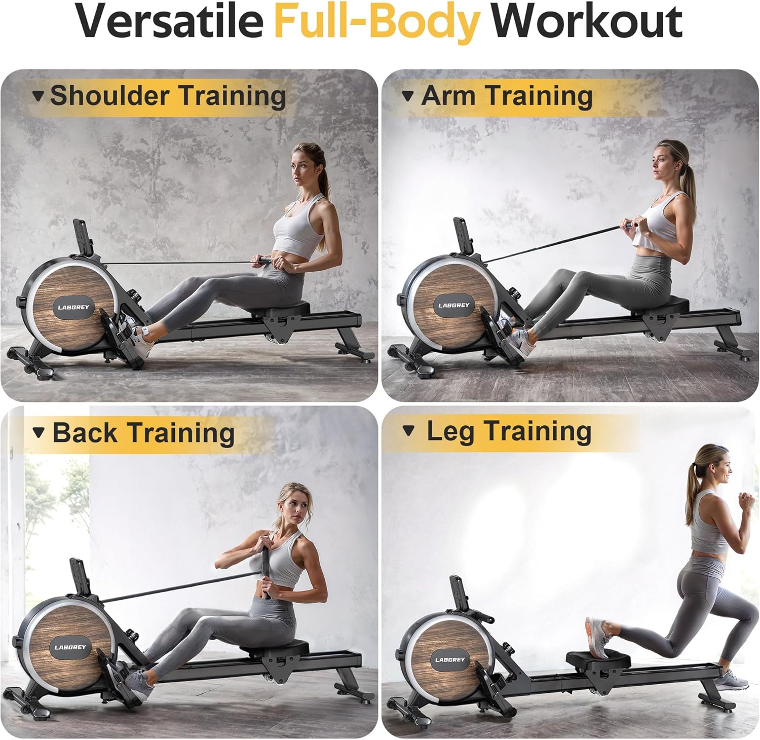 Thumbnail 6 de LABGREY magnetic rowing machine, 350LB capacity