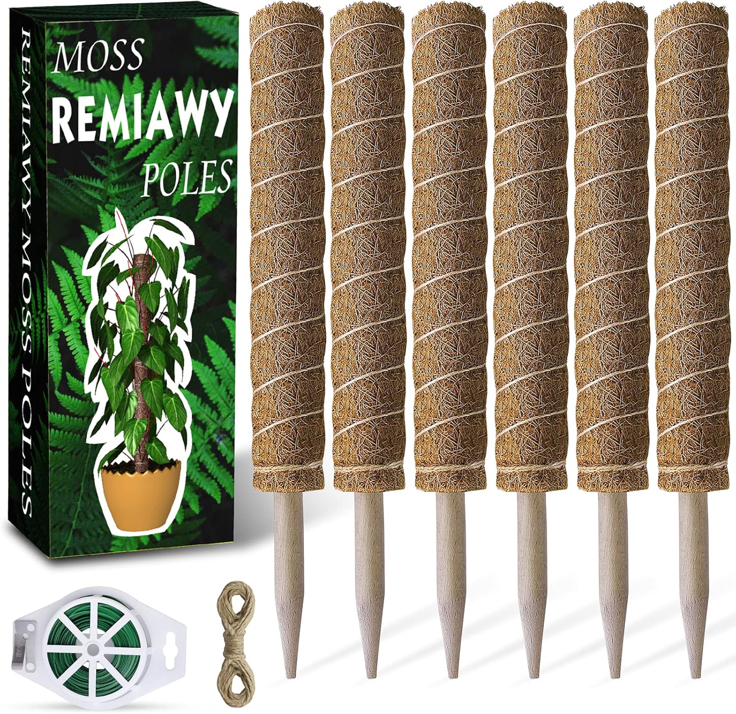 Thumbnail 6 de Moss Pole 56 Inch 142cm | 4 Pack Coir Moss Poles for Monstera & Climbing Houseplants