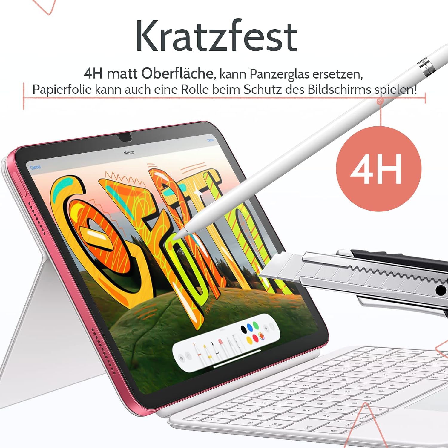 Thumbnail 3 de 2er Set Papier-Schutzfolie für iPad 11. Gen. (A16) & iPad 10. Gen. (2022) – matte Screen Protector zum Zeichnen, Schreiben und Notizen