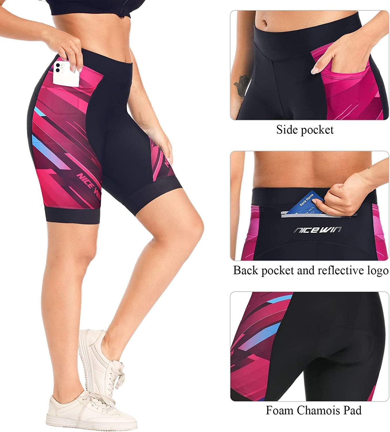 Thumbnail 2 de NICEWIN Damen 3D-gepolsterte Fahrrad-Shorts – hohe Taille, schnelltrocknend