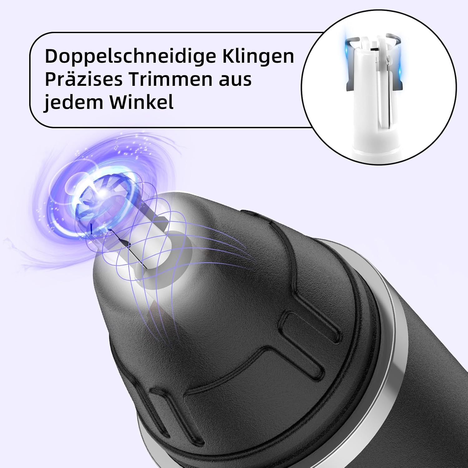 Detalle de Nasenhaartrimmer Nasen- und Ohrenhaartrimmer – Schmerzloses Gesichtshaarentferner-Tool für Männer und Frauen (Schwarz)