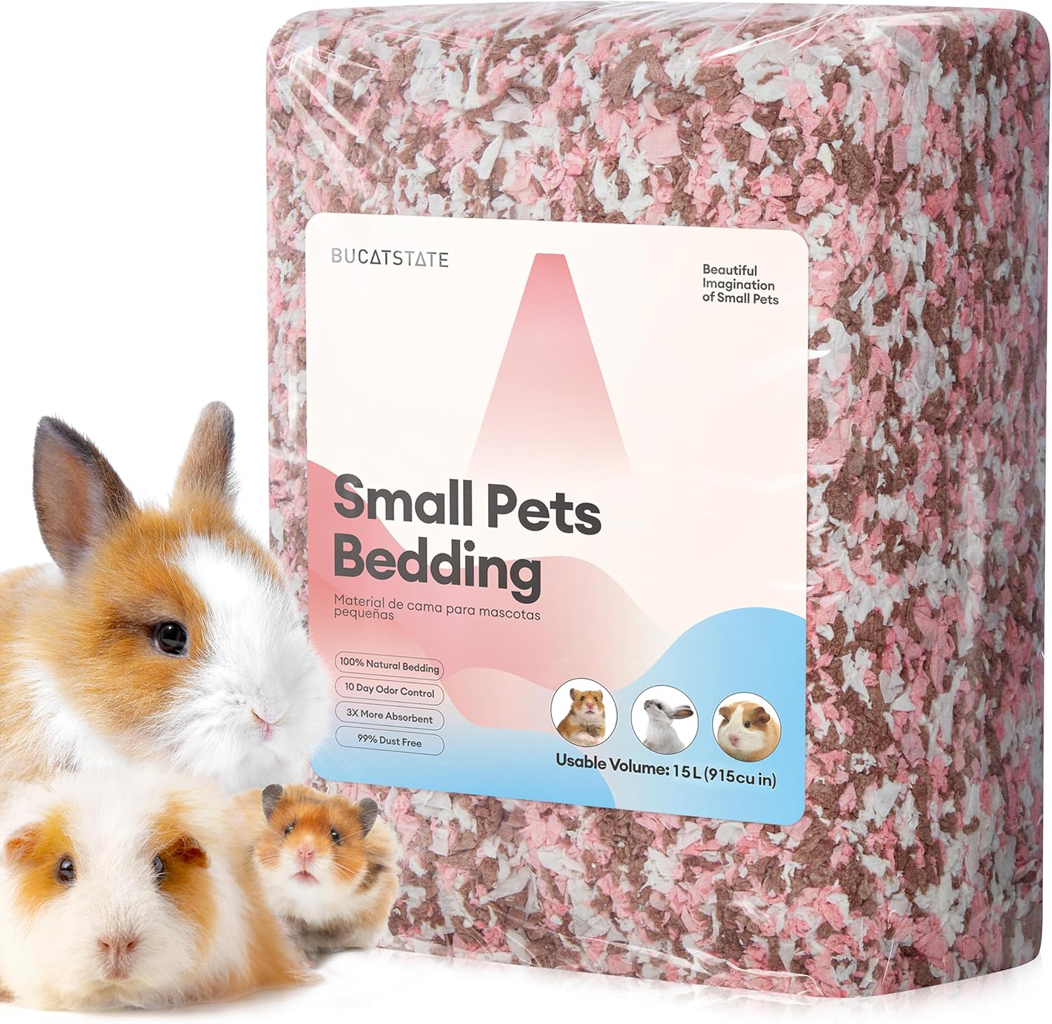 BUCATSTATE Hamster Bedding 15L (Blossom) — 99% dust-free paper bedding for small pets