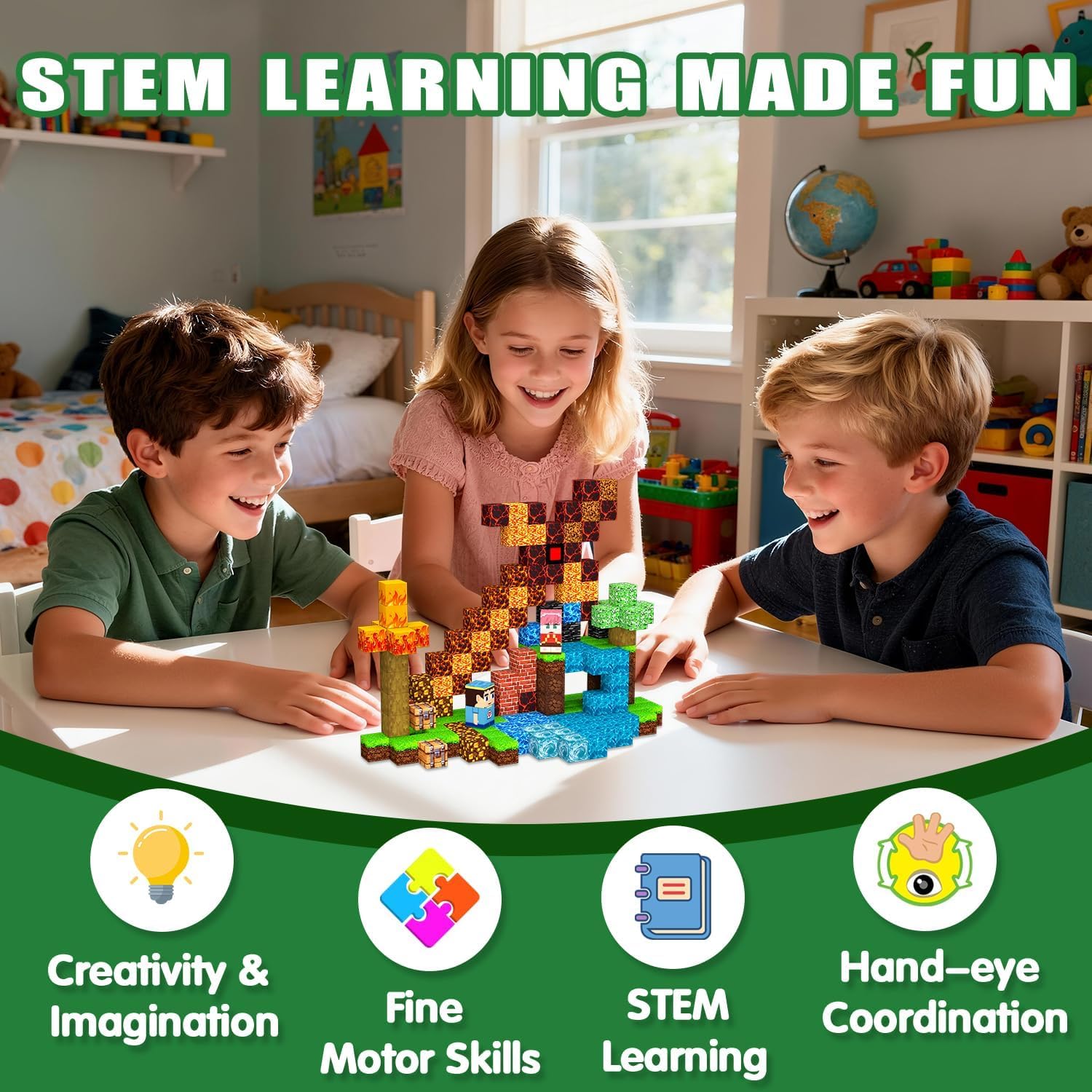 Thumbnail 4 de CraftyNest Magnetic Blocks Toys for Kids – 100 PCS Building Blocks (Underworld)