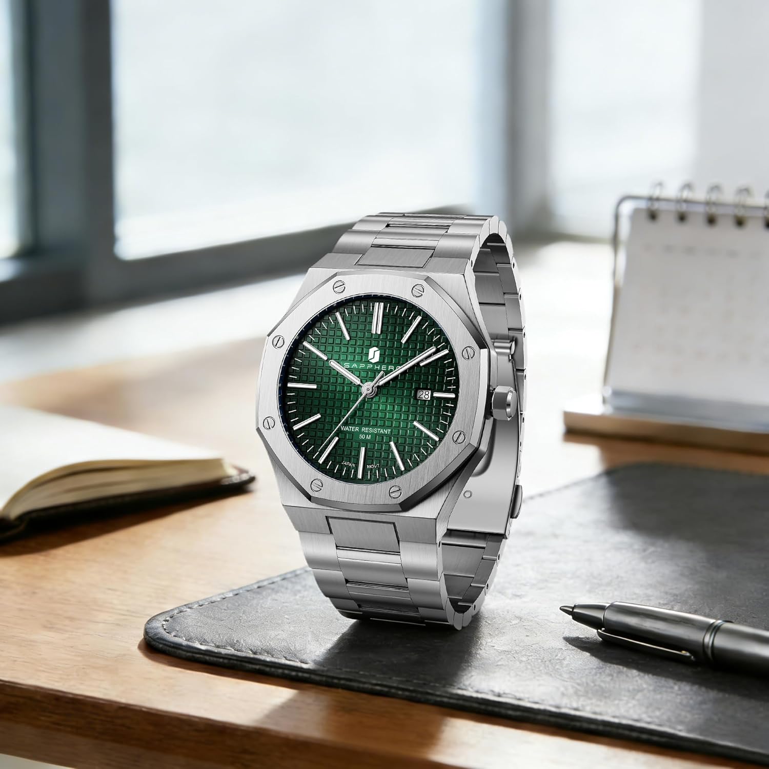 Thumbnail 5 de SAPPHERO Montre Homme Quartz Argent Acier Inoxydable – Édition Date et Bracelet réglable