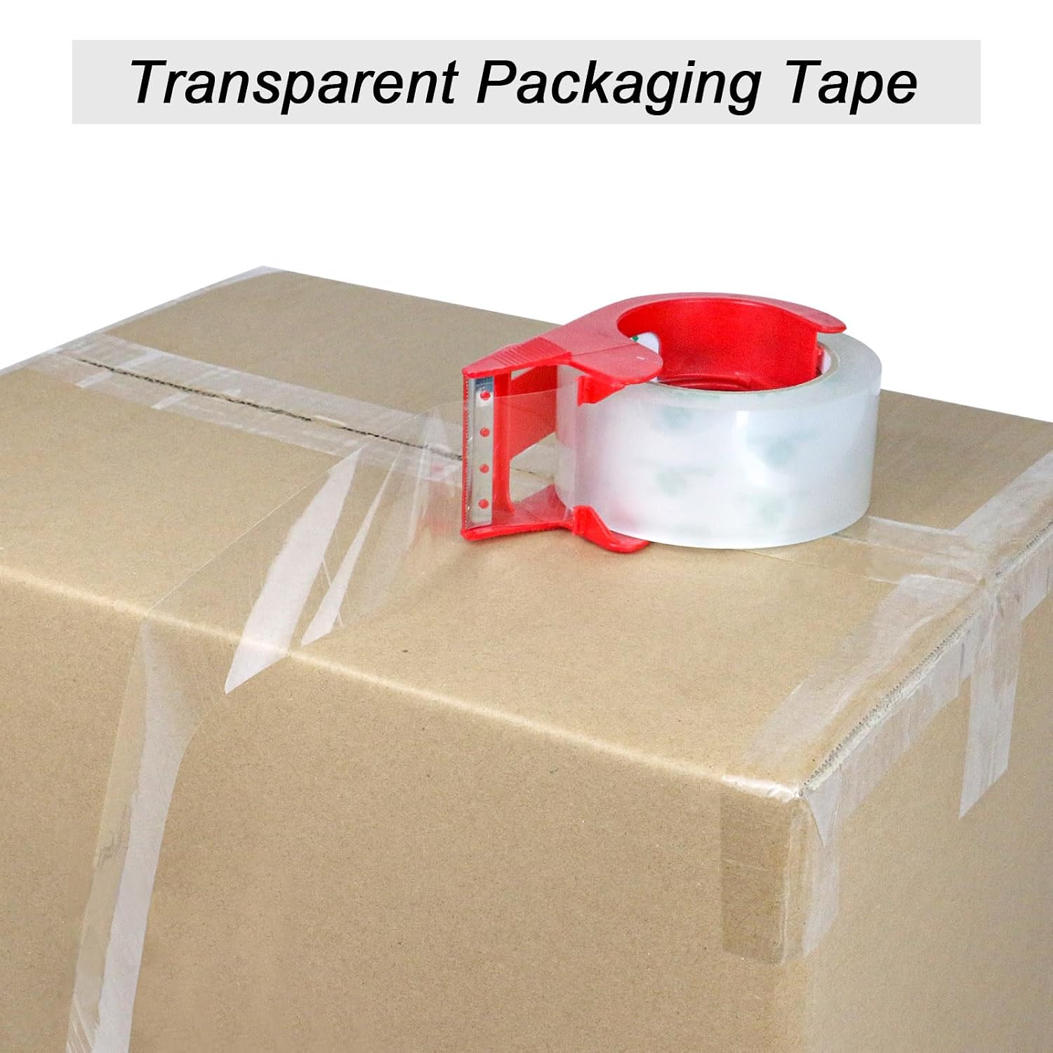 Detalle de BOMEI PACK Clear Packing Tape, 1.88" x 55m, 12 Rolls with Dispenser