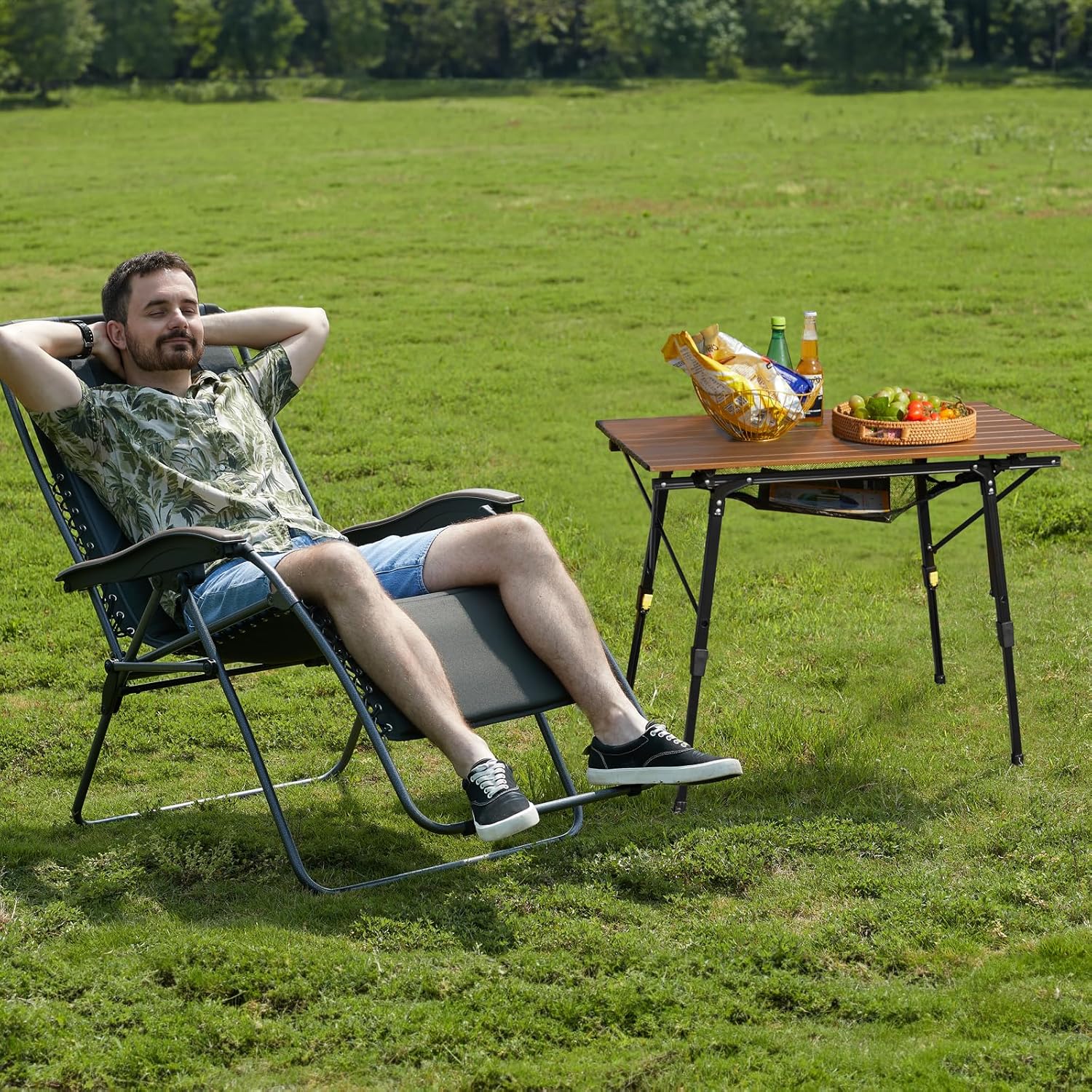 Detalle 2 de PORTAL Campingtisch faltbar, höhenverstellbar aus Aluminium 90 × 53 cm – leichter Klapptisch für 4 Personen