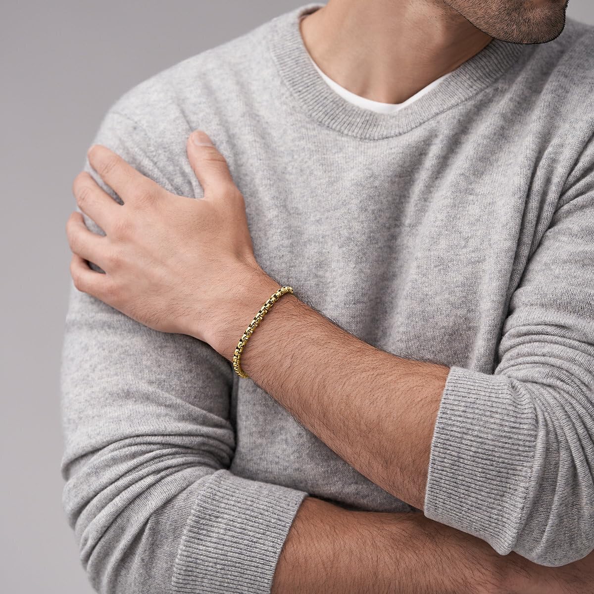 Thumbnail 5 de Bracelet Fossil pour homme à chaîne en acier inoxydable, ton doré poli-brillant