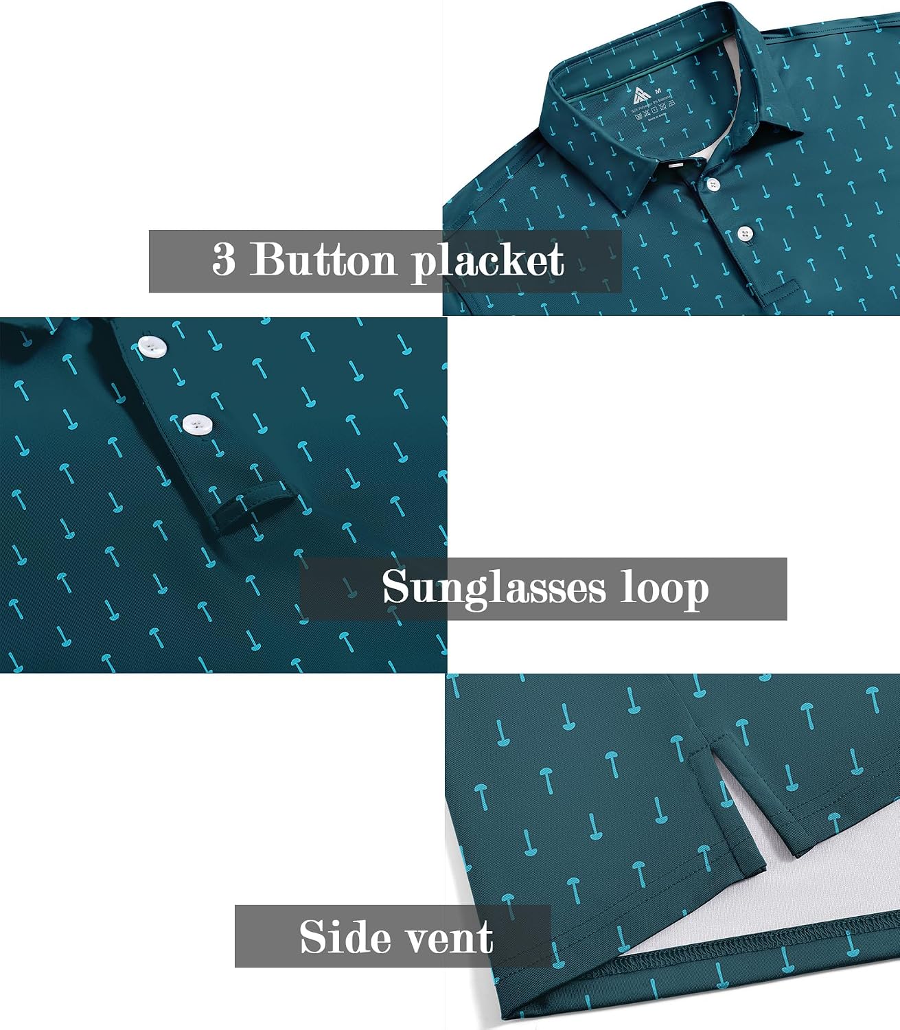 Detalle de ZITY Men's Moisture-Wicking Polo UPF 30+